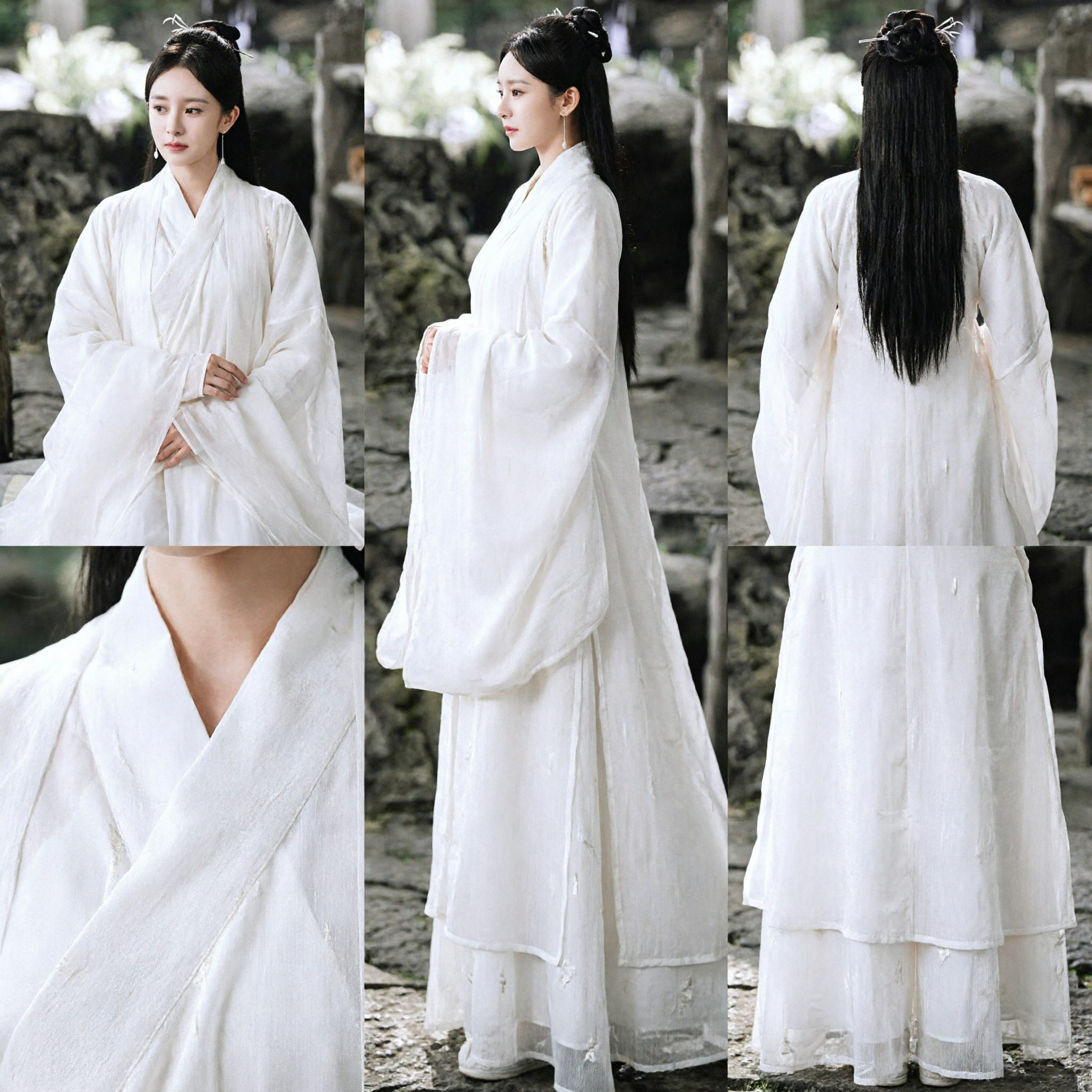 Elegante Abito Tradizionale Cinese Hanfu Bianco, Costume in Stile Antico da Fata per Donne Cosplay - Asian Costume