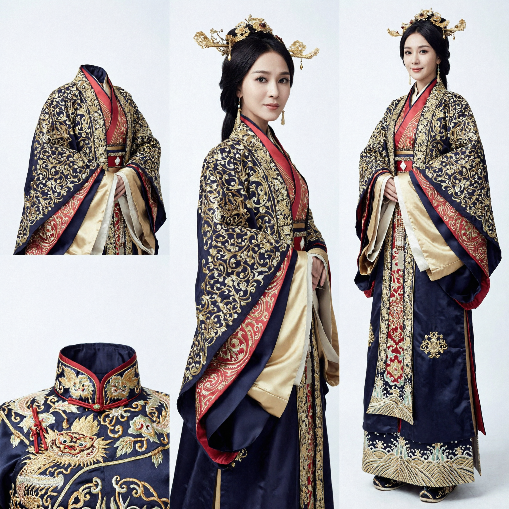 Chinees Traditioneel Hanfu Oude Adellijke Dame Geborduurde Blauwe Gewaad Kostuum voor Vrouwen Cosplay Fotografie - Asian Costume