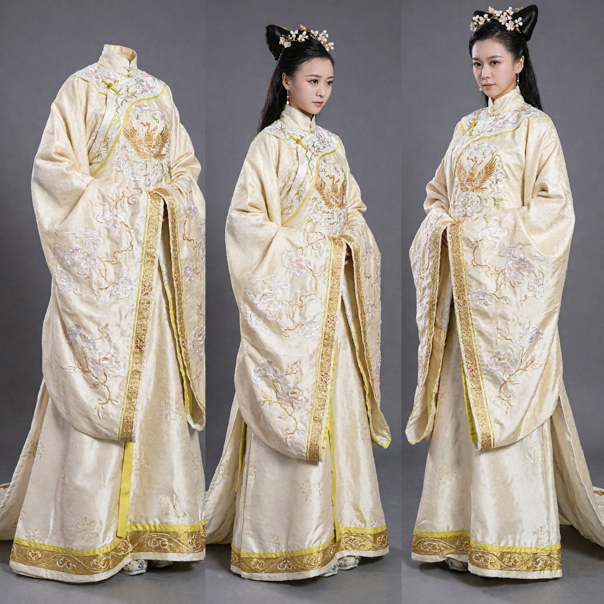 Tradycyjny chiński żółty Hanfu starożytny kostium księżniczki długa suknia z trenem dla kobiet historyczny Cosplay występ - Asian Costume