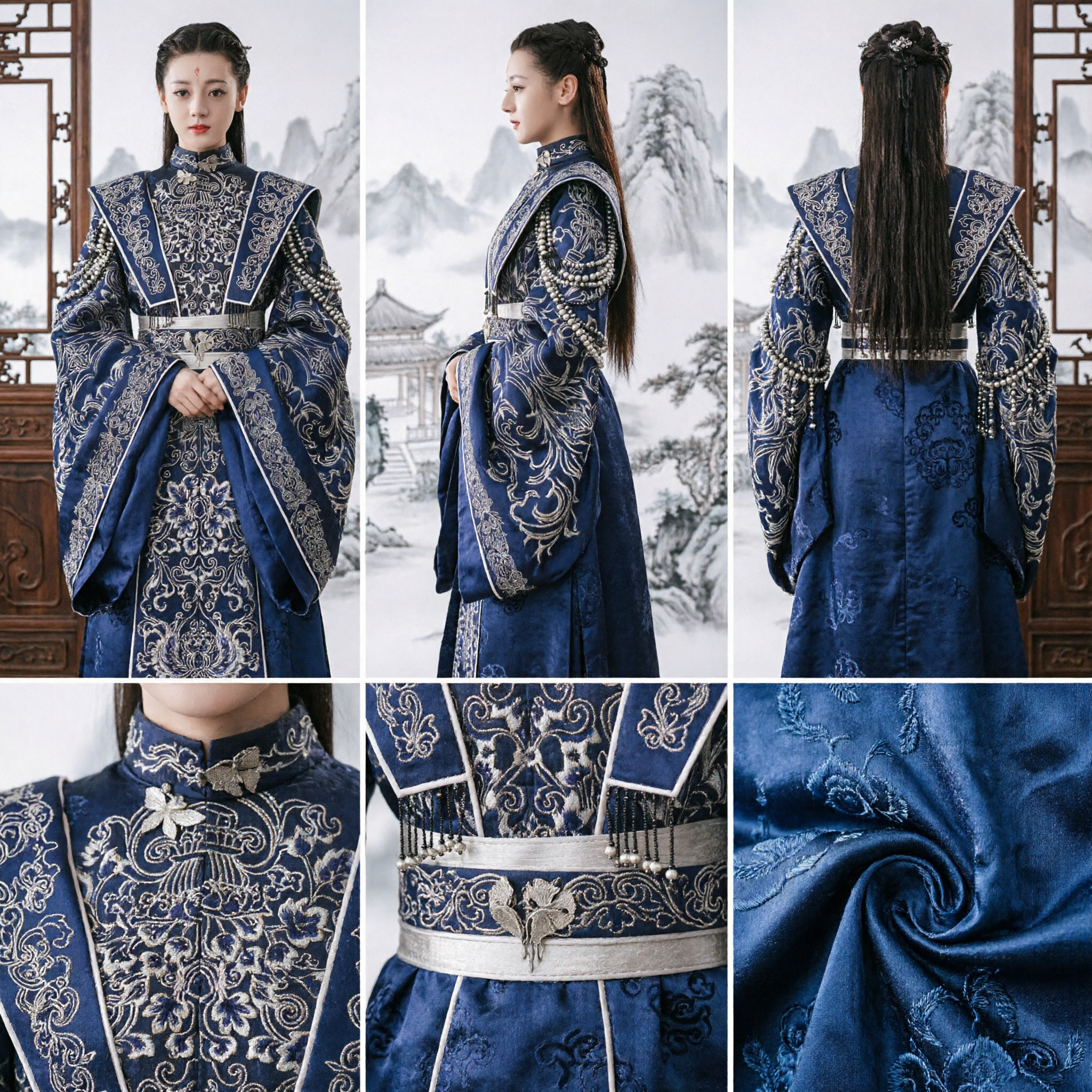 Vestido Hanfu Azul Bordado Chinês Antigo, Fantasia Tradicional de Princesa para Mulheres Cosplay de Drama - Asian Costume
