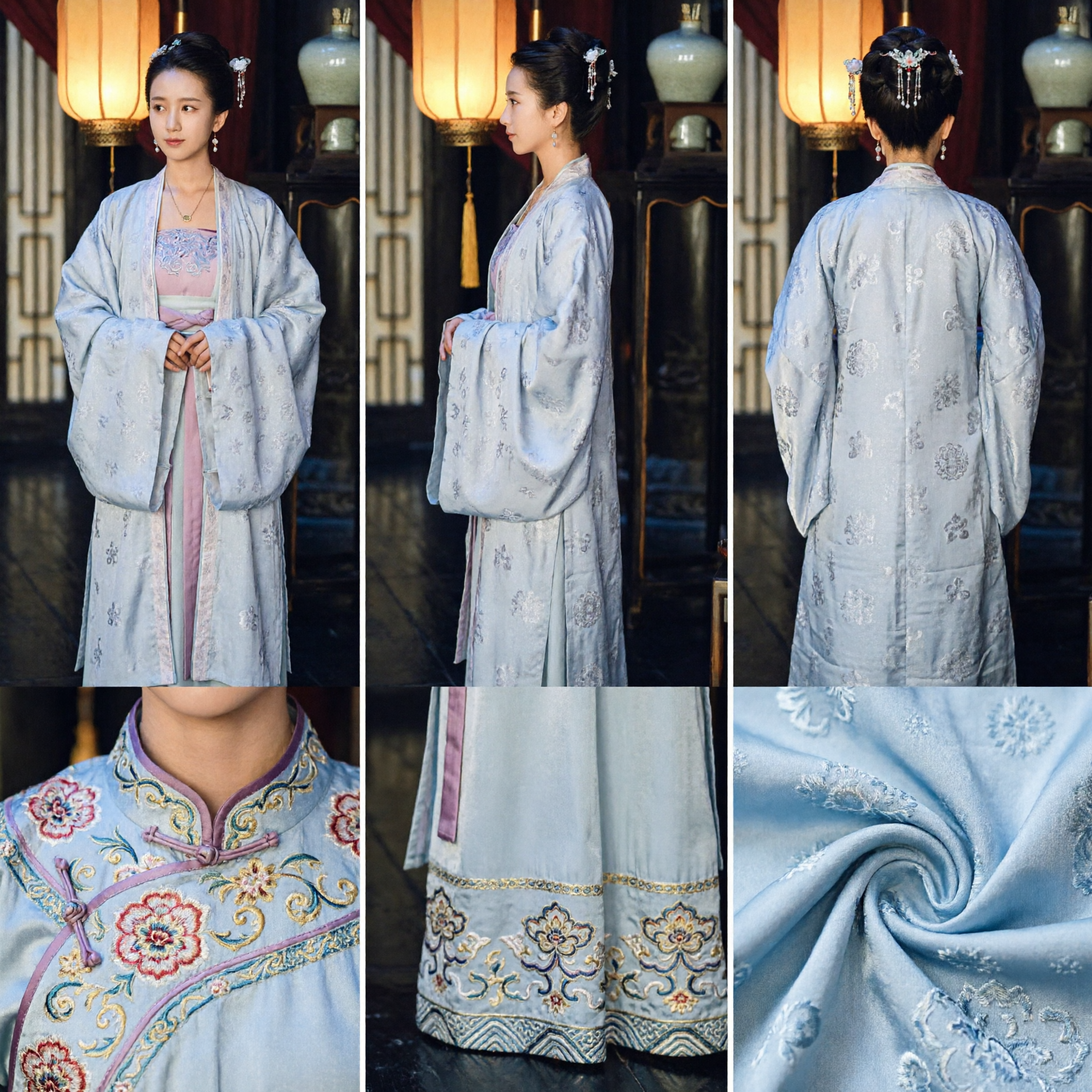 Elegante Traje Hanfu da Dinastia Song para Mulheres, Vestido Tradicional Chinês Histórico Beizi Azul para Cosplay - Asian Costume