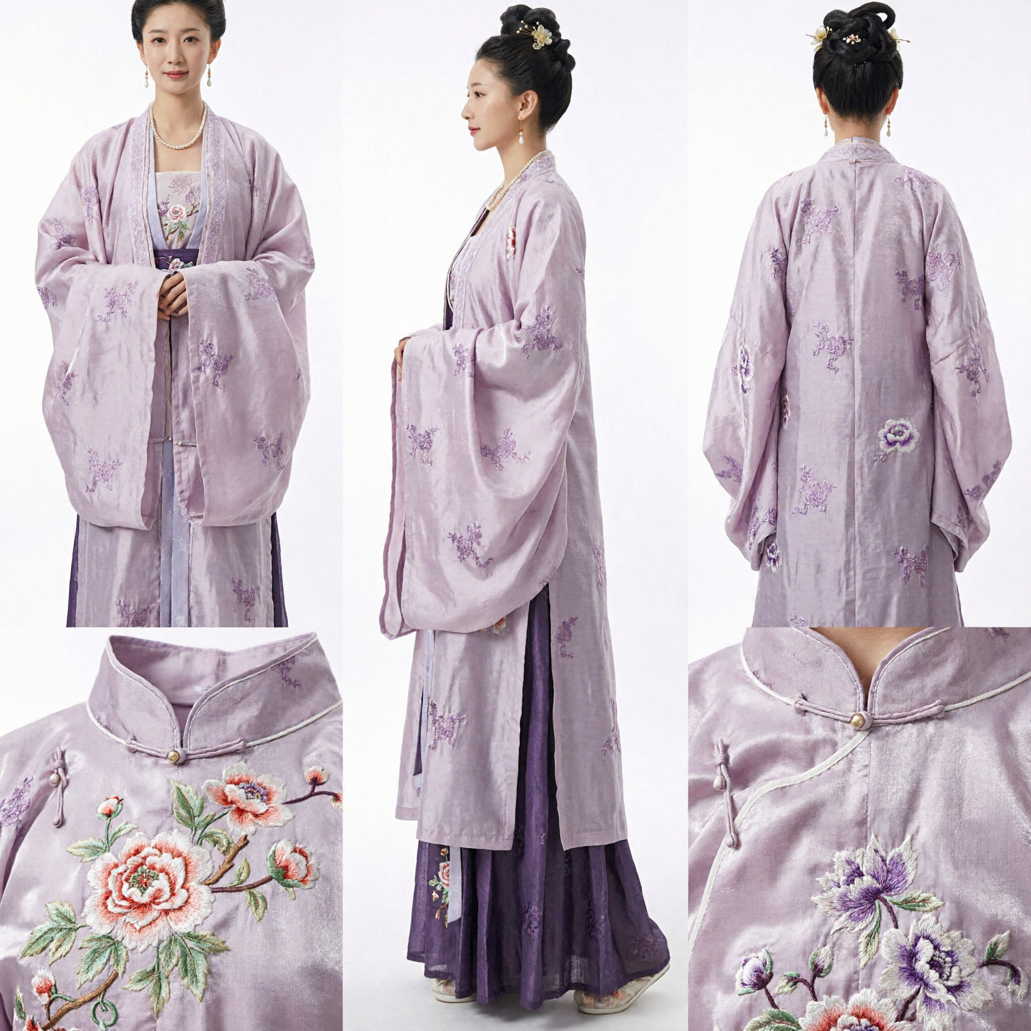 Elegante Robe Tradicional Chinã Hanfu Rosa da Antiga Dinastia Song Bordado, Traje para Mulheres e Fotografia Histórica - Asian Costume