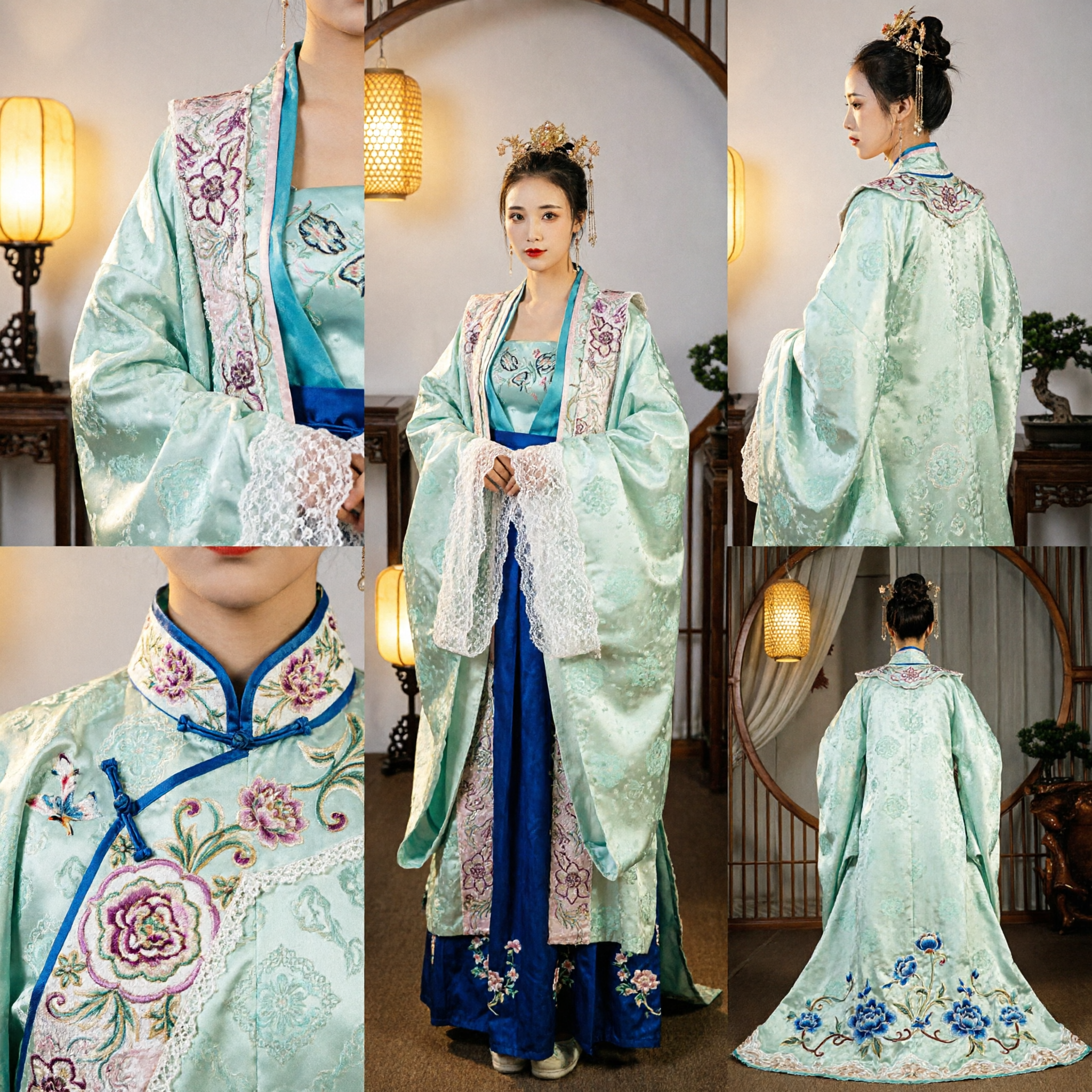 Hanfu Tradicional Chinês - Traje de Dama do Palácio Antigo com Vestido Histórico Bordado da Dinastia Tang para Mulheres - Asian Costume