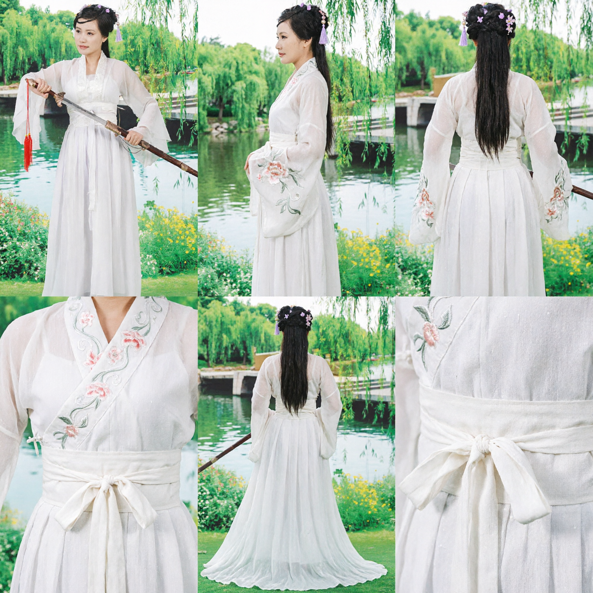 Traje de Espadachim Hanfu Branco Chinês Antigo, Vestido de Fada Wuxia Tradicional para Mulheres, Cosplay e Performance - Asian Costume