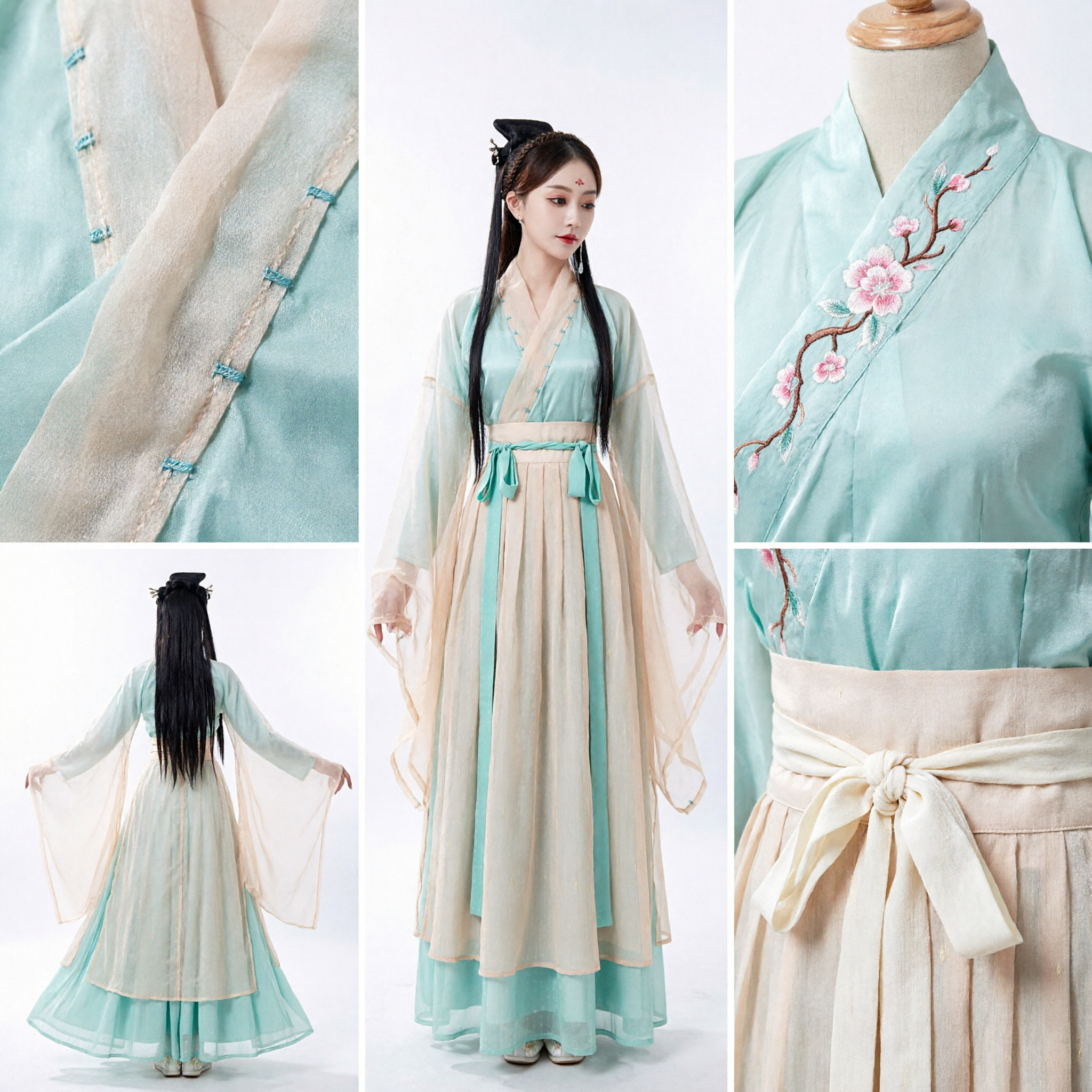 Elegante Vestido Hanfu Chino Antiguo para Mujeres Ruqun de Hada Azul Claro Traje Tradicional para Cosplay y Actuaciones - Asian Costume