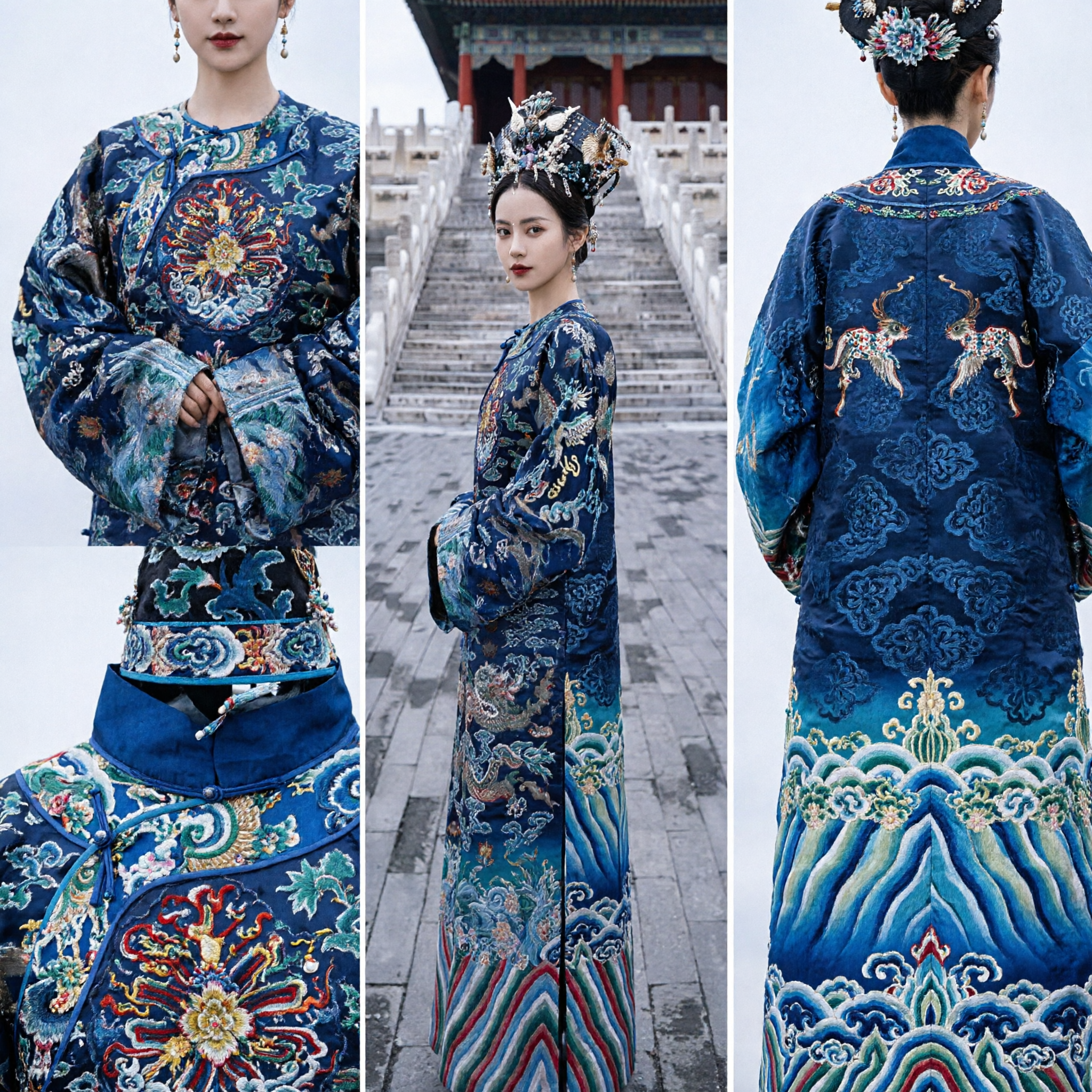 Traje de Dama del Palacio Antiguo Tradicional Chino Túnica Bordada de Emperatriz de la Dinastía Ming Hanfu para Fotografía de Mujeres - Asian Costume