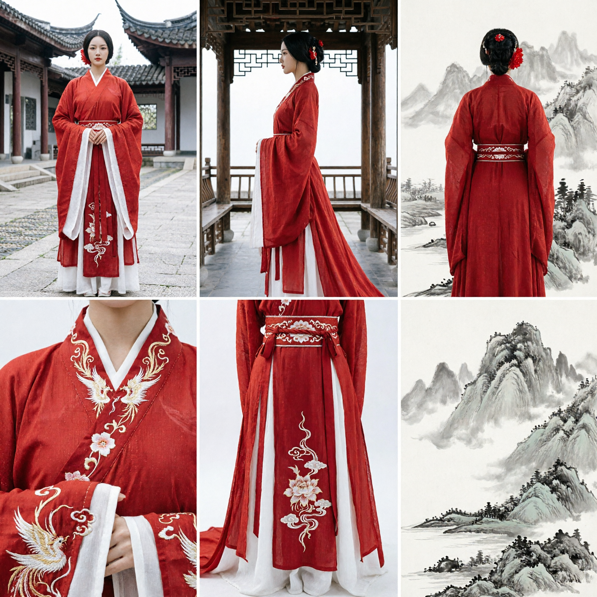 Elegante Lunga Veste Rossa dell'Antica Cina, Costume Tradizionale Hanfu per Donne, Cosplay di Drammi Storici - Asian Costume