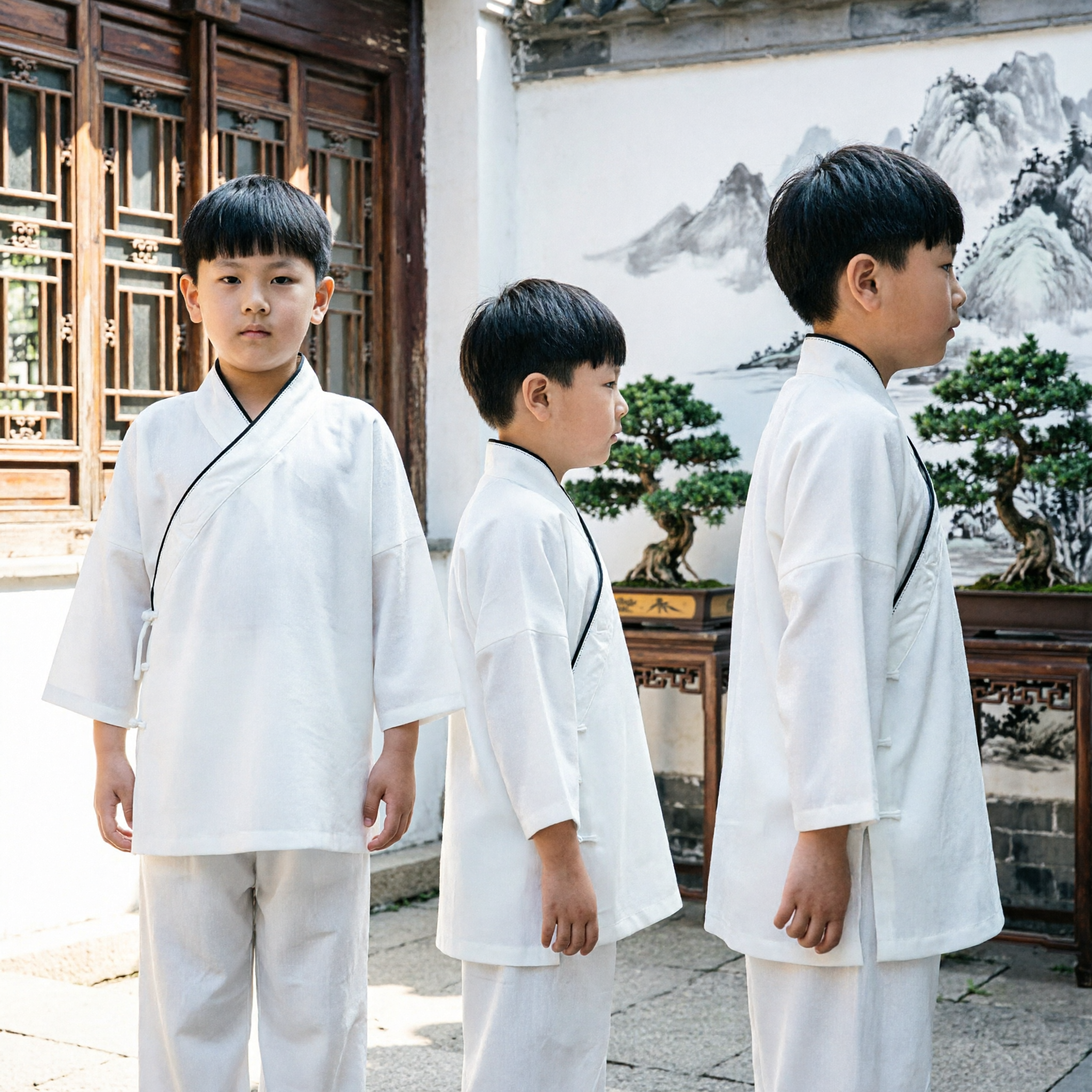 Biały Tradycyjny Chiński Strój Kung Fu dla Chłopców, Uniform Tai Chi, Strój Hanfu do Sztuk Walki - Asian Costume