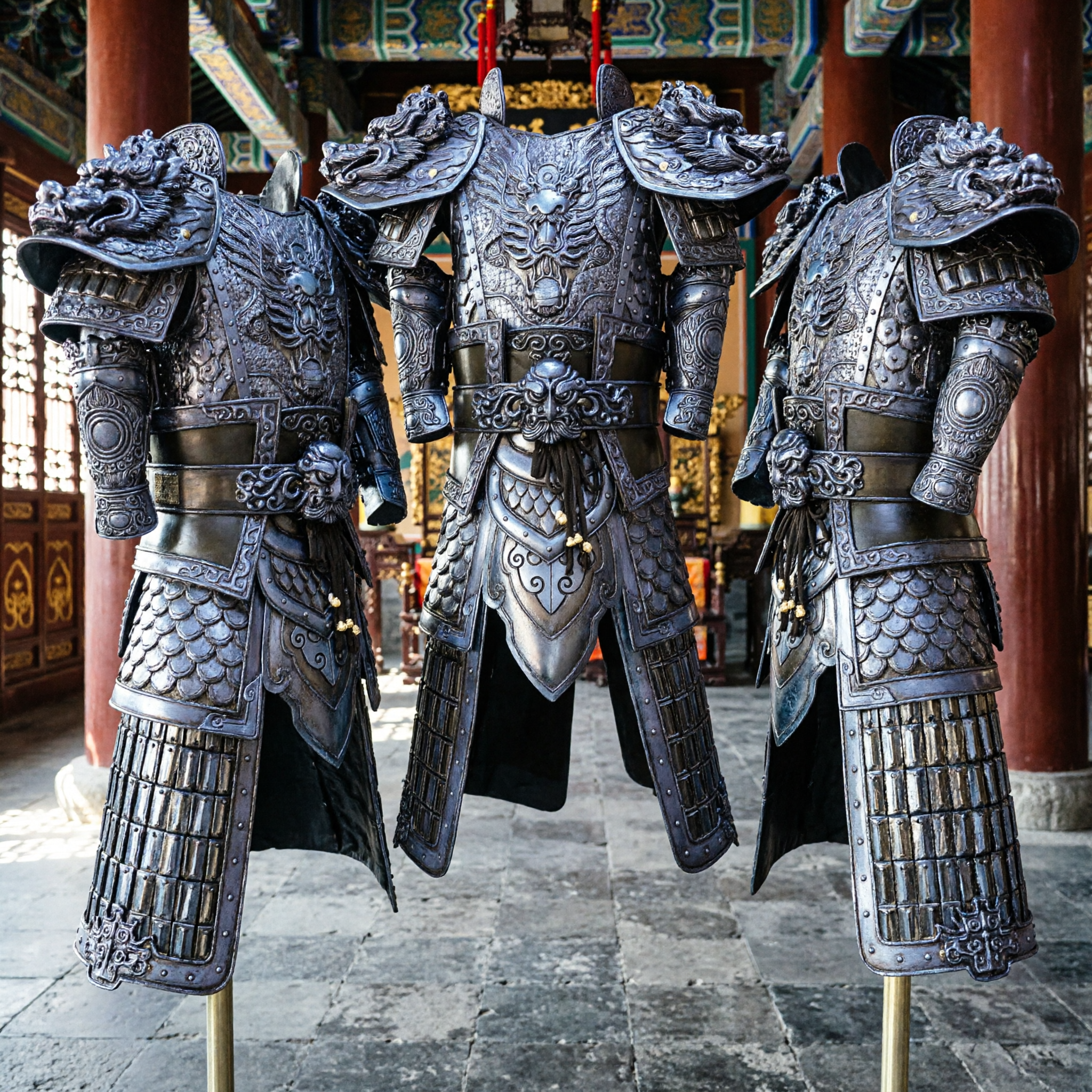 Conjunto Completo de Armadura de General Chinês Antigo para Homens Traje de Cosplay de Cavaleiro Histórico Guerreiro para Halloween - Asian Costume