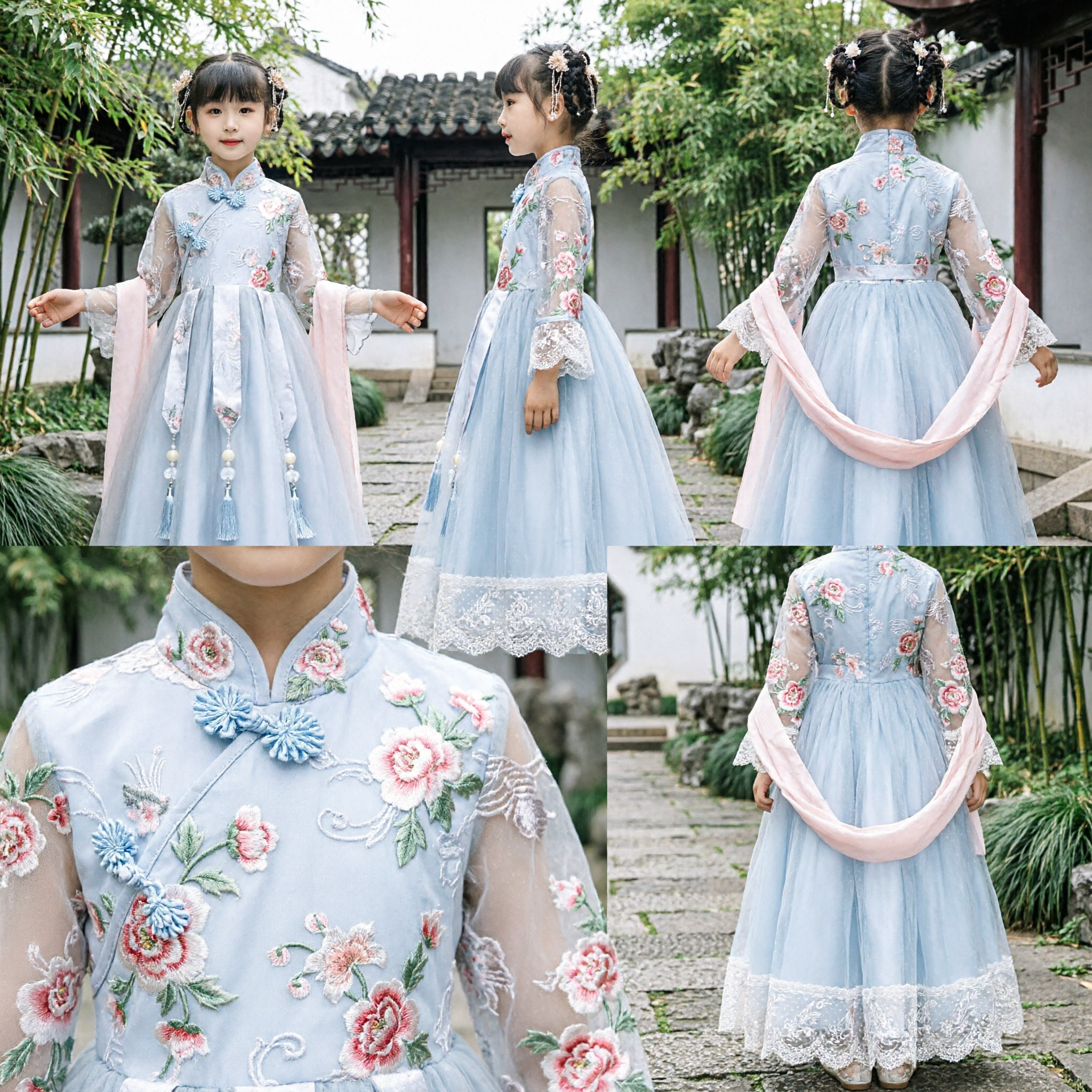 Kids Chinese Traditional Hanfu Dress Elegant Fairy Princess Tang Suit for Girls Wedding Performance - Asian Costume