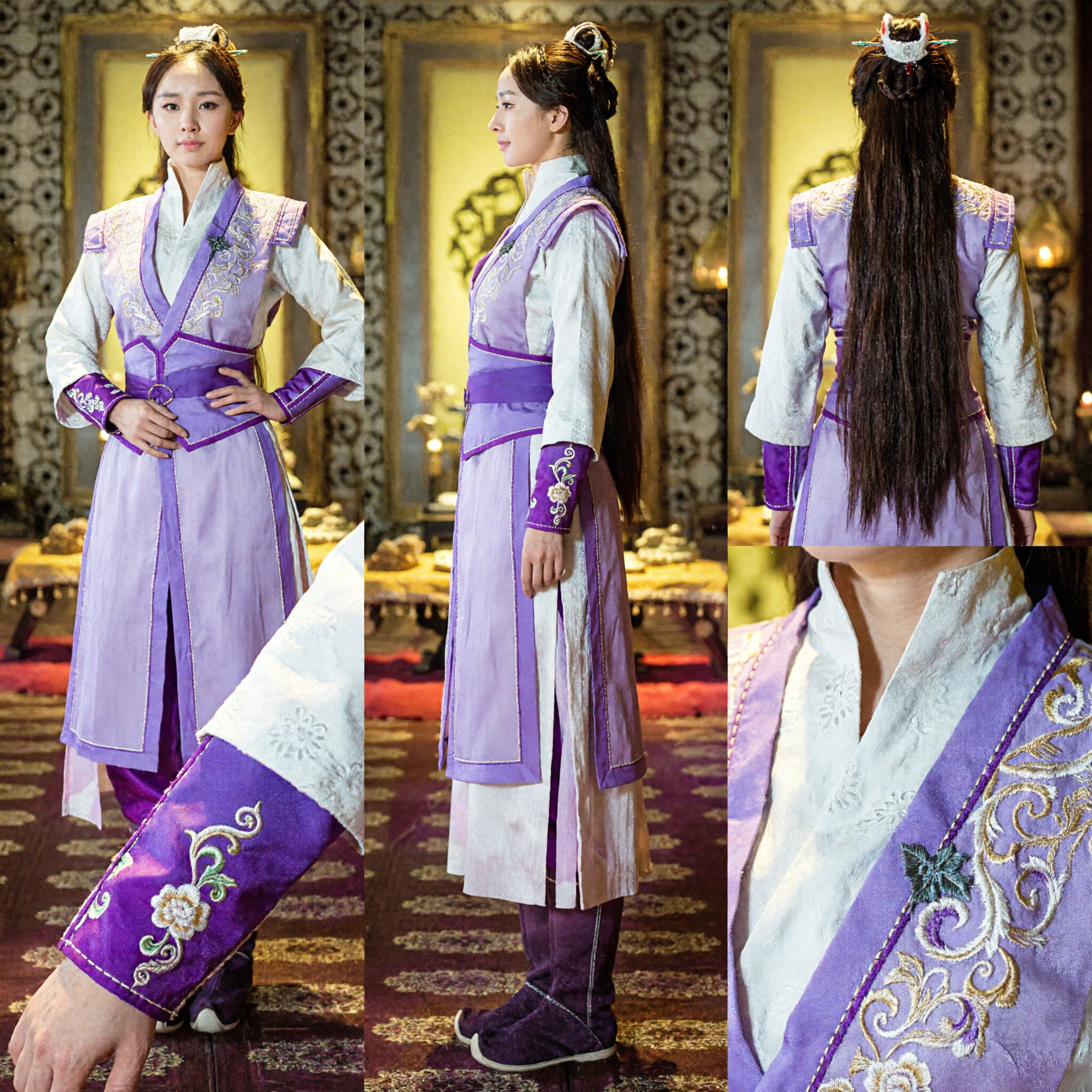Ancient Chinese Purple Hanfu Costume Women Wuxia Swordswoman Outfit for Cosplay and Performance - Asian Costume