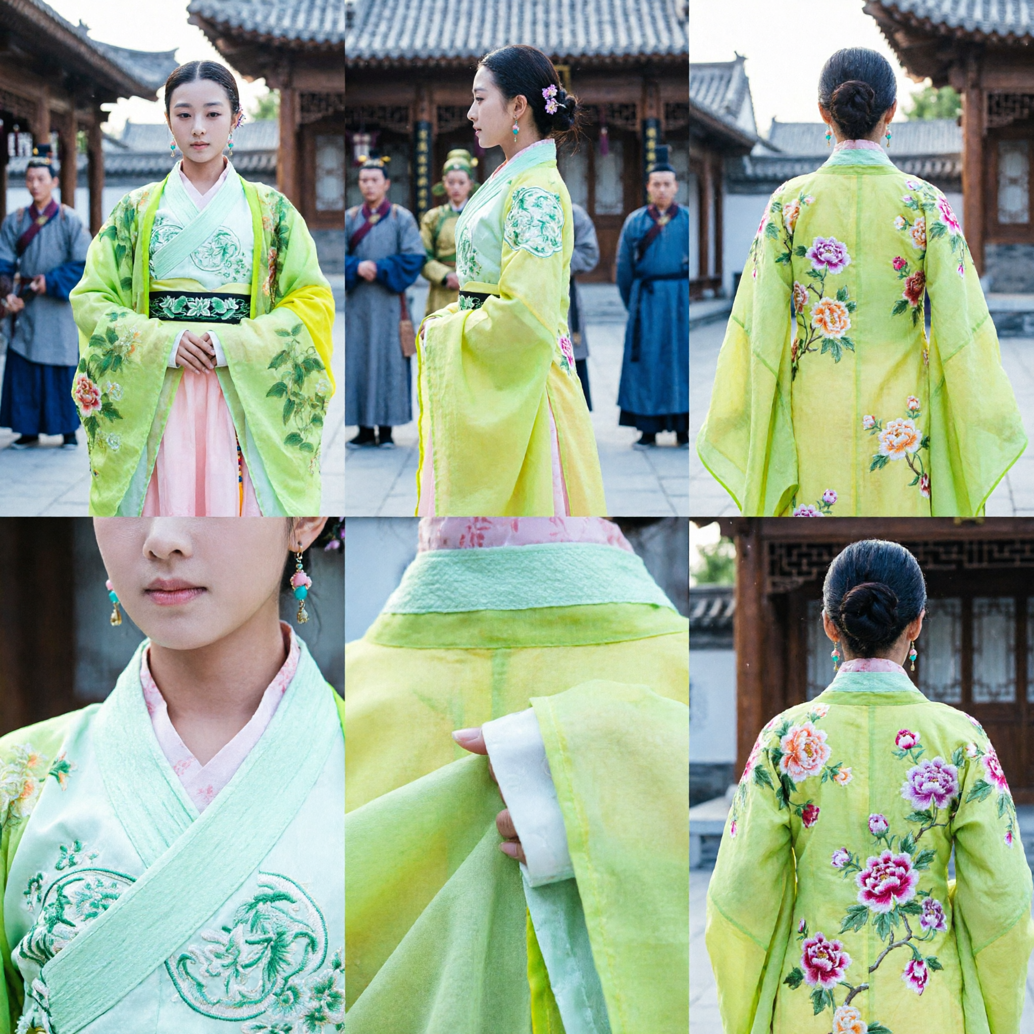 Traditionelles grünes chinesisches Hanfu antikes Kostüm besticktes Gewand und Rock-Set für Frauen historischer Auftritt - Asian Costume