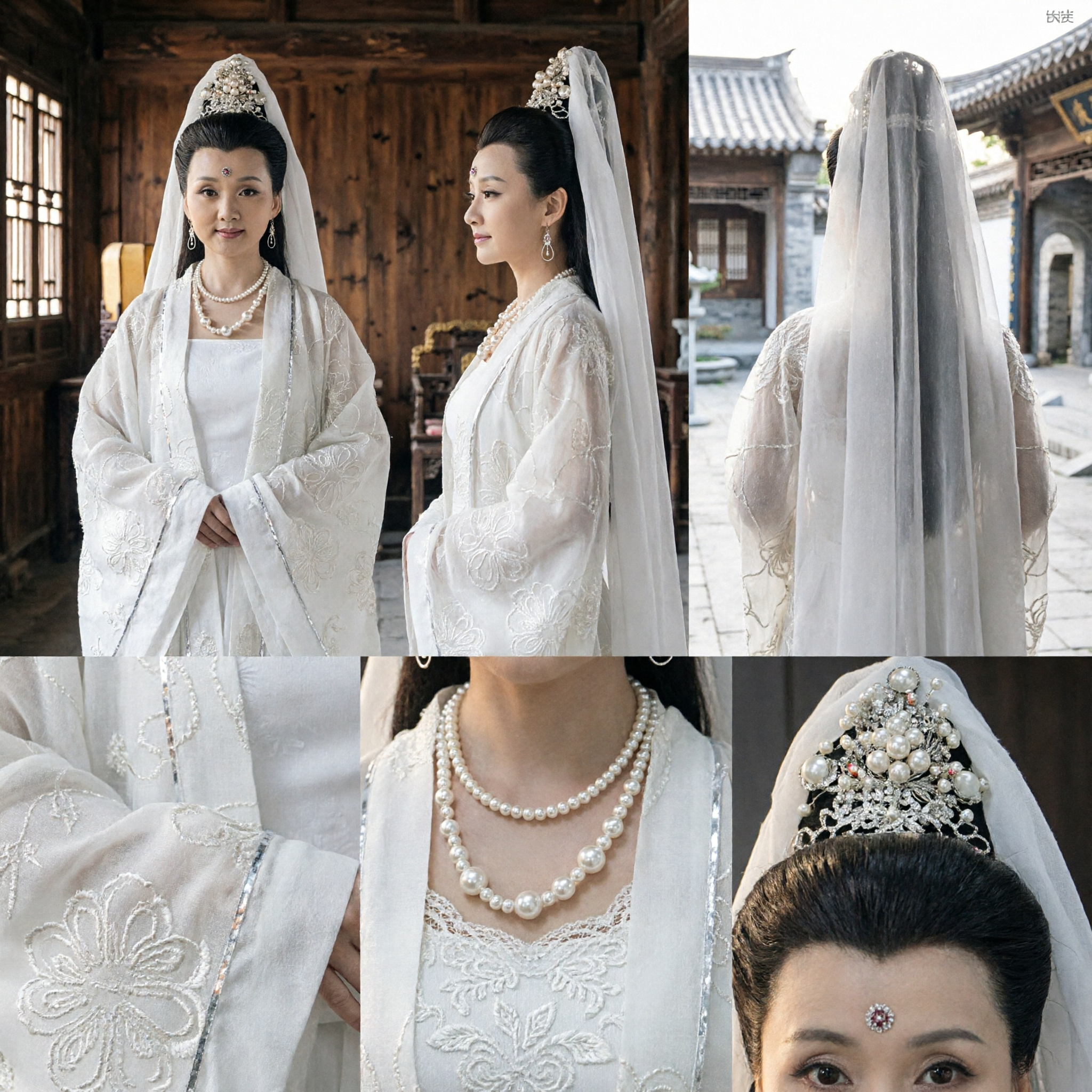 Costume Traditionnel Chinois Ancien de Déesse Guanyin Robe de Fée Hanfu Blanche pour Femmes Ensemble Complet de Cosplay et Spectacle - Asian Costume