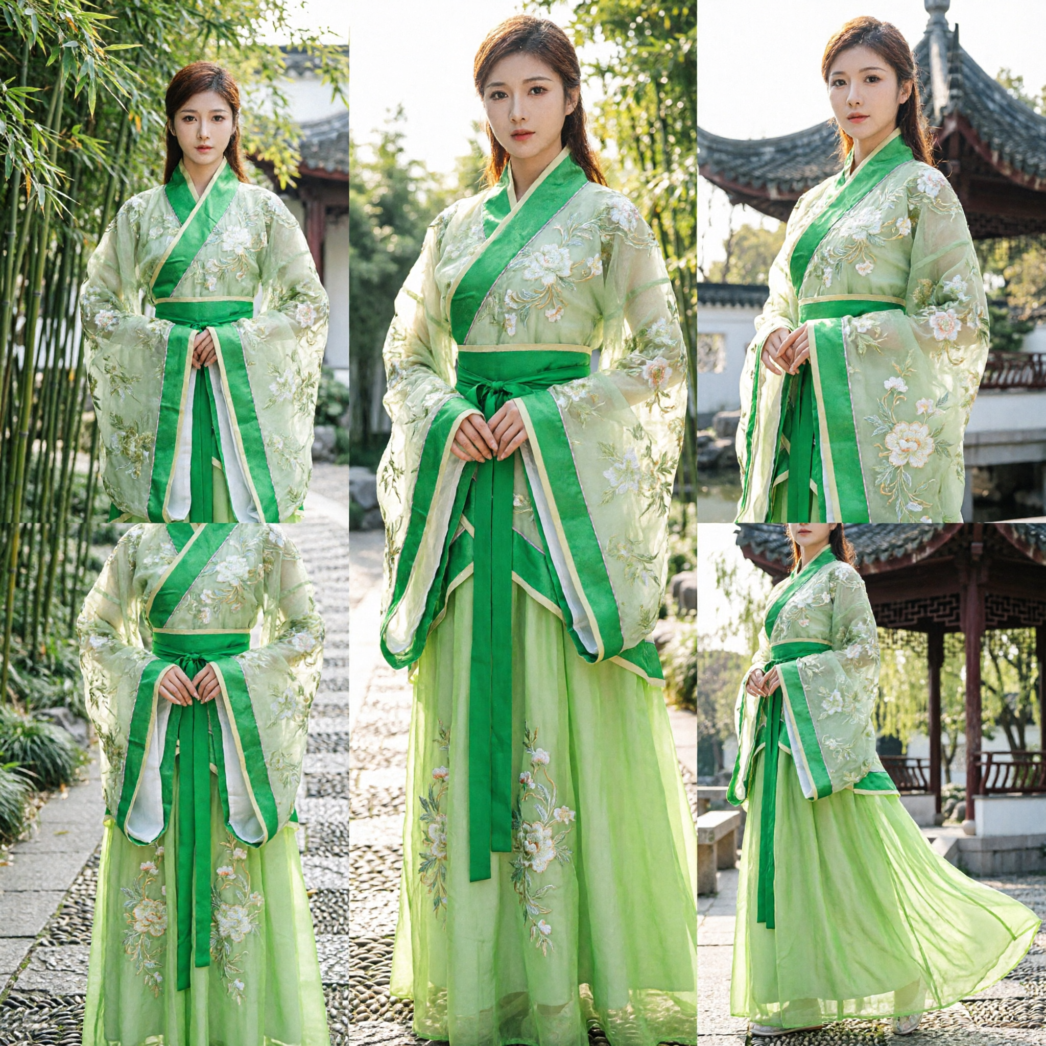 Costuma Principessa della Dinastia Tang Hanfu Tradizionale Cinese Verde per Donne Outfit Antico Cosplay Spettacolo di Danza - Asian Costume