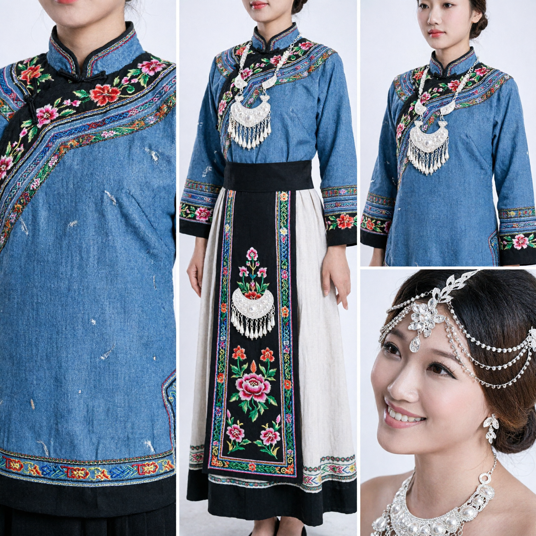 Elegante Copricapo Matha Patti Catena Laterale con Strass Argento per Gioielli da Sposa Indiani Matrimonio - Asian Costume