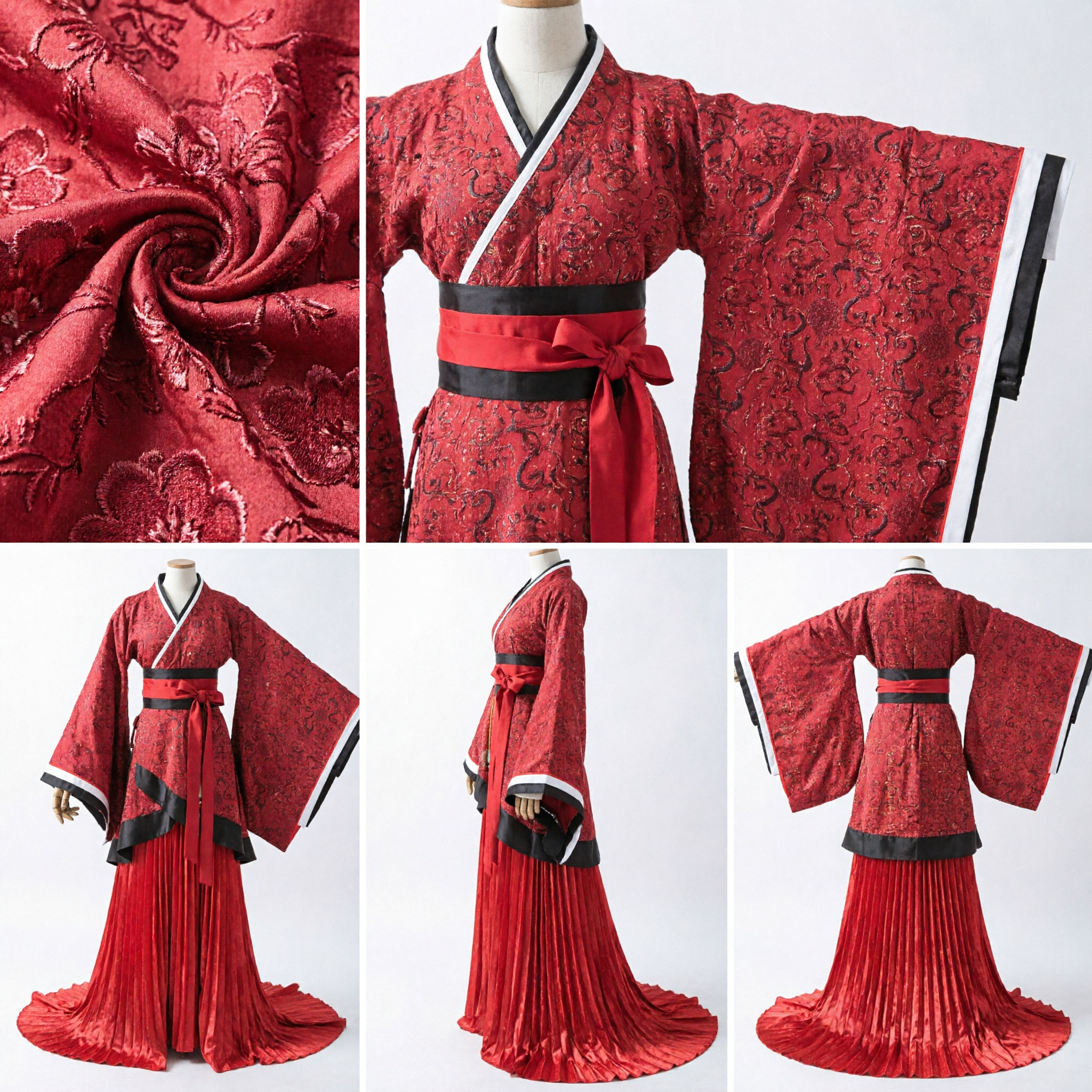 Hanfu Tradizionale Cinese Rosso Costume Antico Veste con Collo Incrociato per Cosplay Matrimonio Spettacoli - Asian Costume