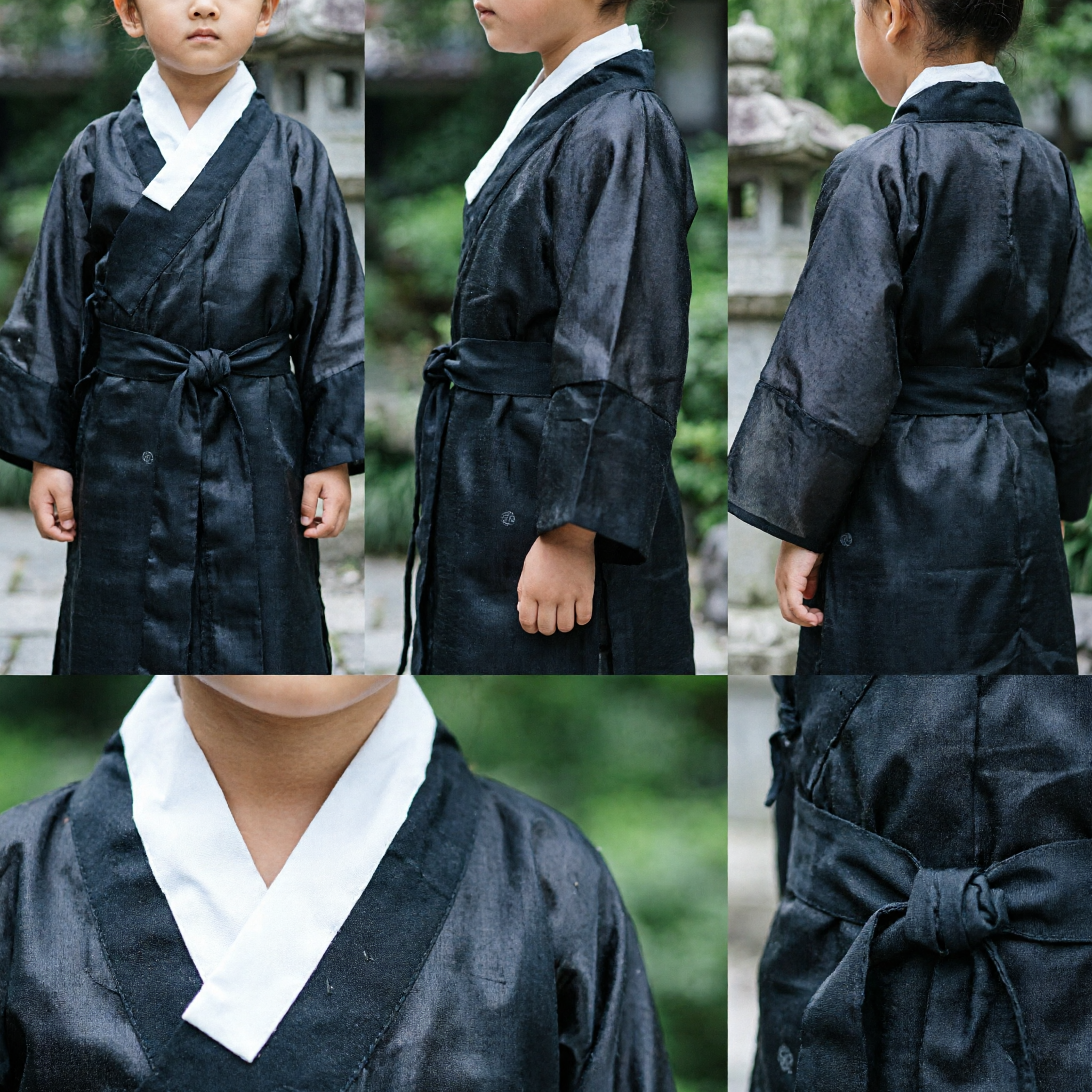 Traje Antiguo de Erudito Chino Hanfu Negro Tradicional para Niños Toga Taoísta para Actuación - Asian Costume