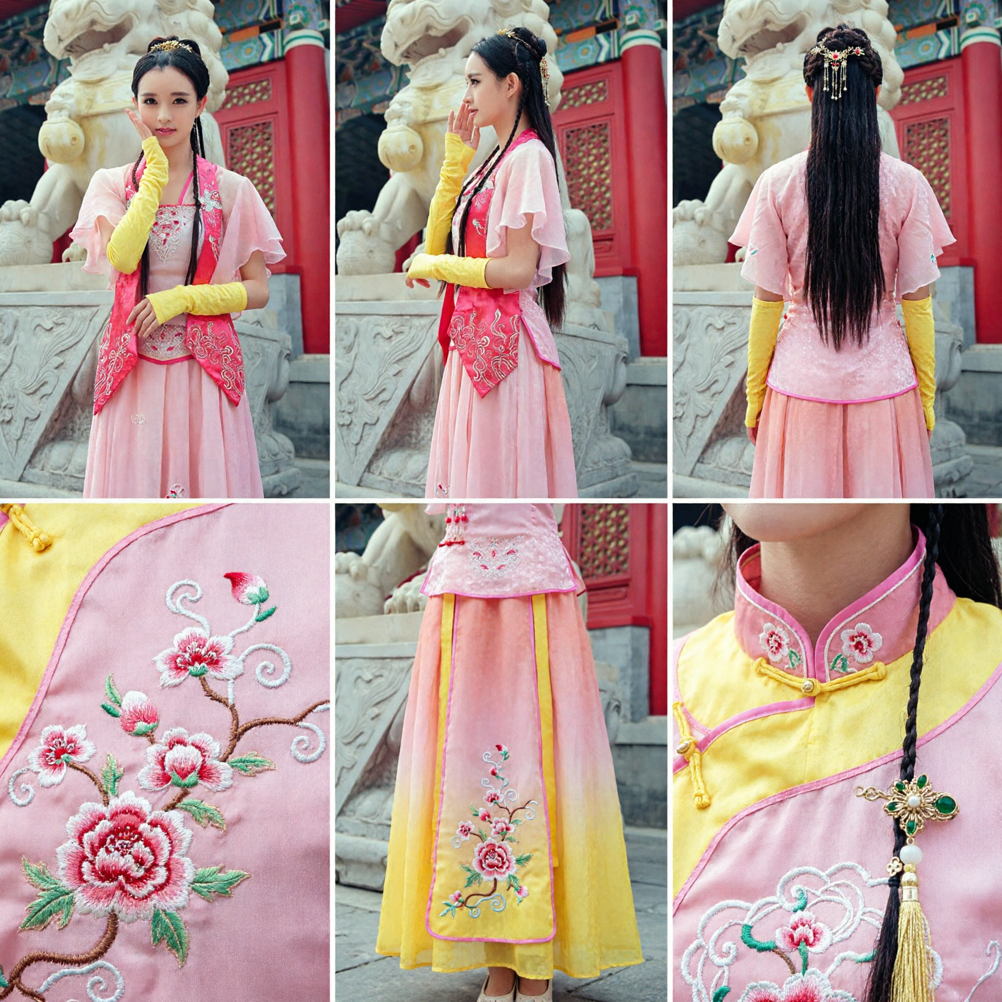 Costume Hanfu dell'Antica Dinastia Tang Cinese Abito da Principessa del Palazzo Rosa Ricamato per Donne Cosplay - Asian Costume