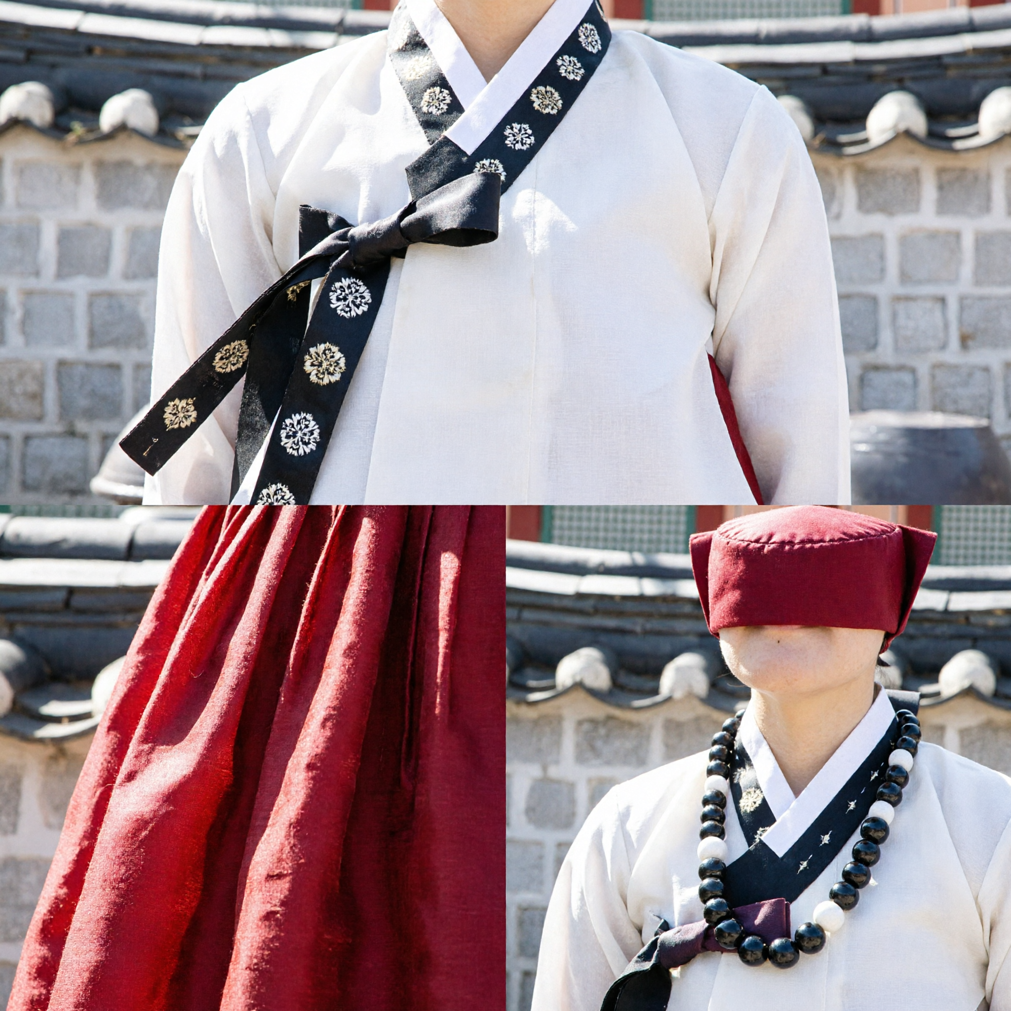 Tradycyjny koreański Hanbok dla kobiet: czerwona Chima i biała Jeogori w stylu pałacowym na ceremonię ślubną - Asian Costume