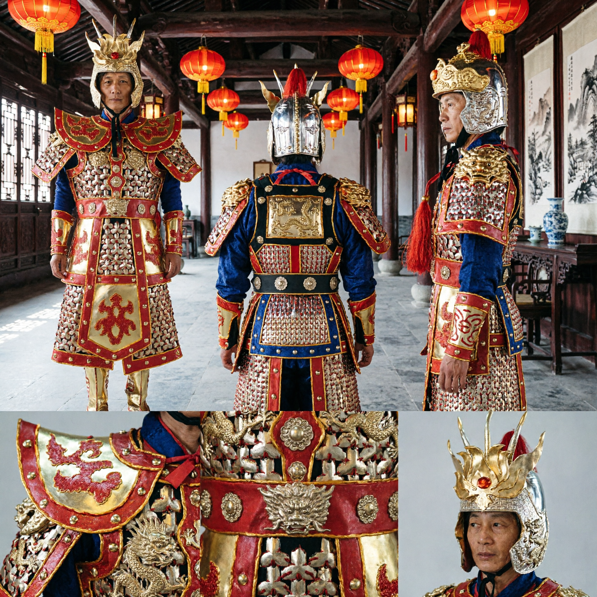 Golden Chinese Ancient General Armor Costume for Men Sun Wukong Monkey King Cosplay Stage Performance Outfit - Asian Costume