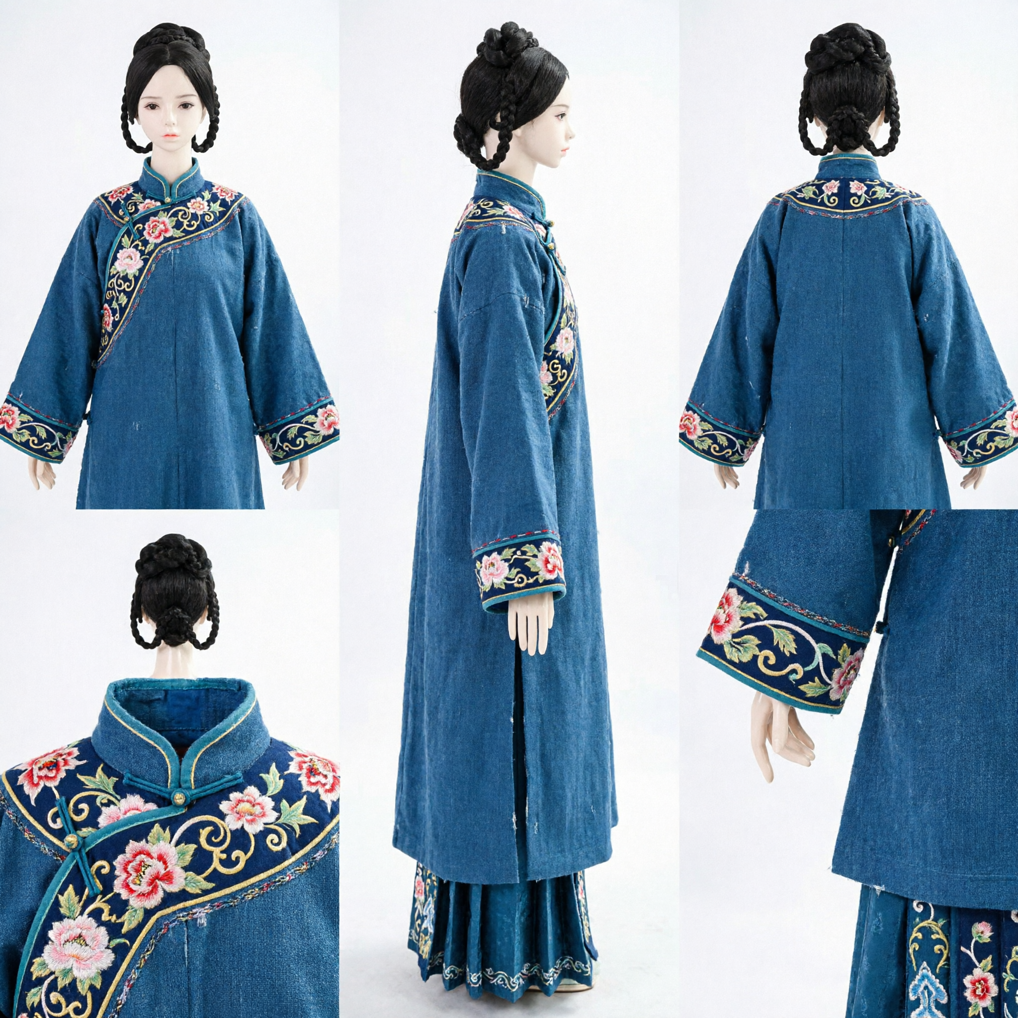Antikes chinesisches traditionelles Hanfu Perücke schwarzes geflochtenes Hochsteckfrisur Haarteil für Frauen Cosplay Periodendrama Aufführung - Asian Costume
