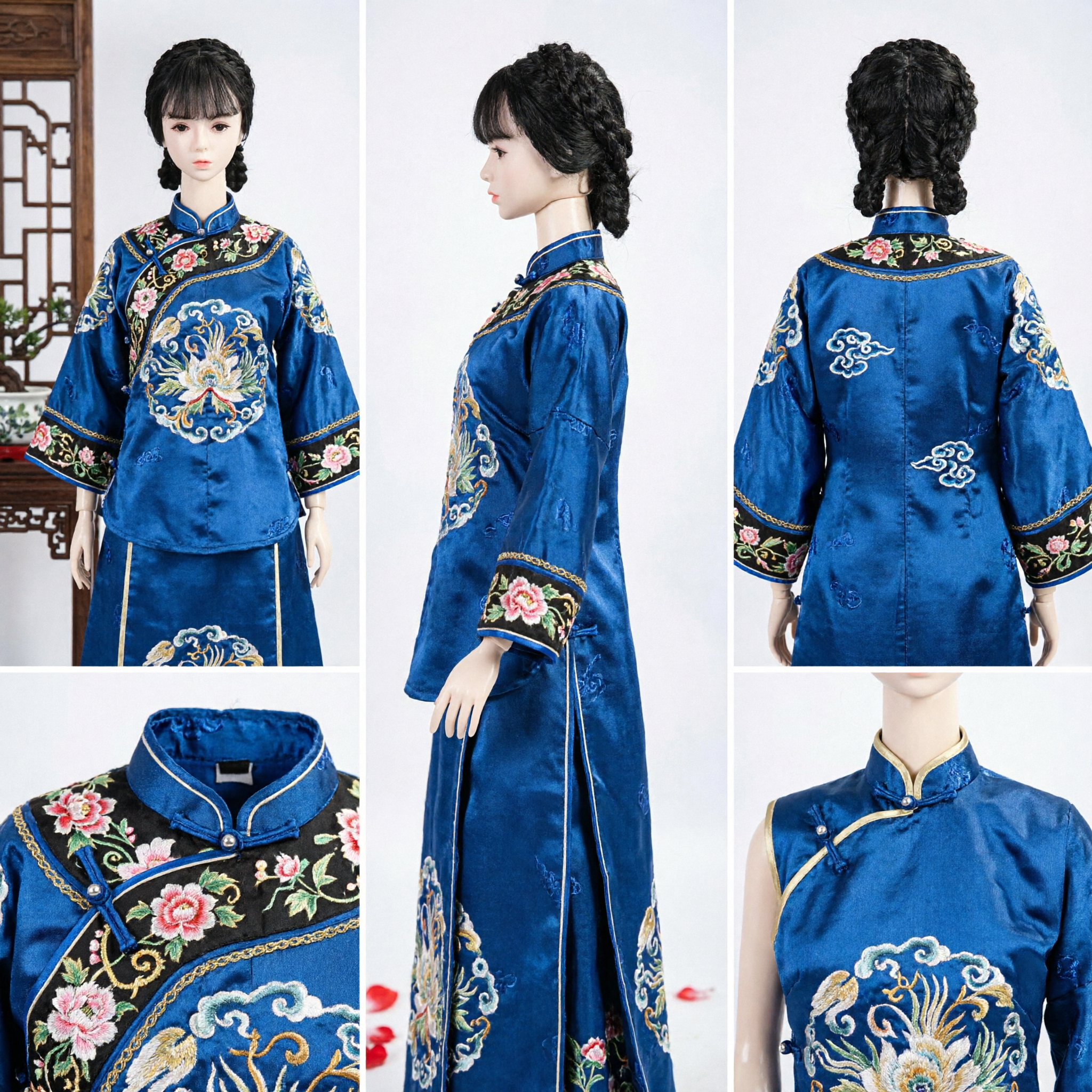 Antikes chinesisches traditionelles Hanfu Perücke schwarzes geflochtenes Haarteil für Frauen Cosplay Kostüm Accessoires - Asian Costume