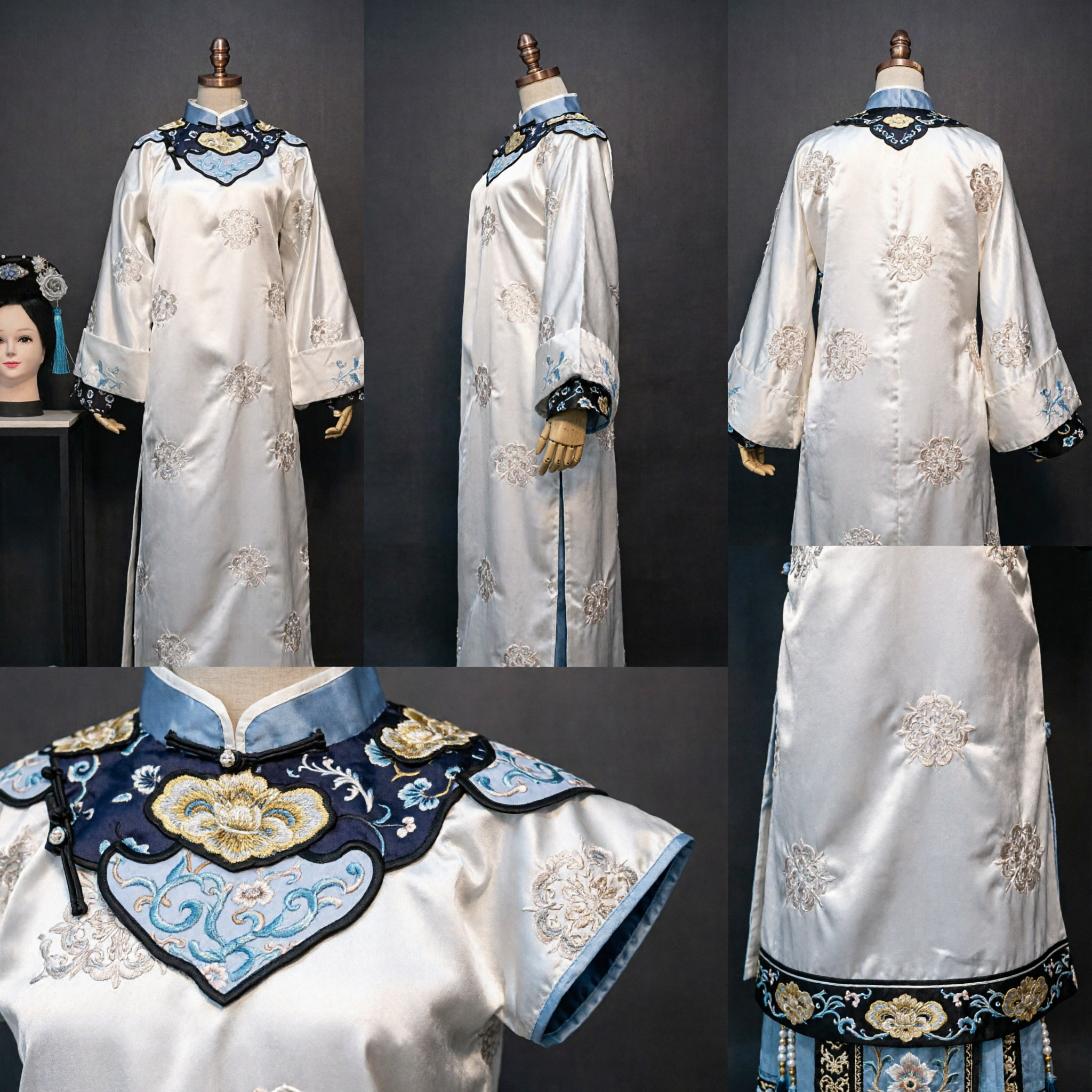 Traje de Princesa de la Dinastía Qing China Antigua, Túnica de Seda Blanca Bordada, Vestido de Palacio Tradicional para Mujeres en Cosplay - Asian Costume