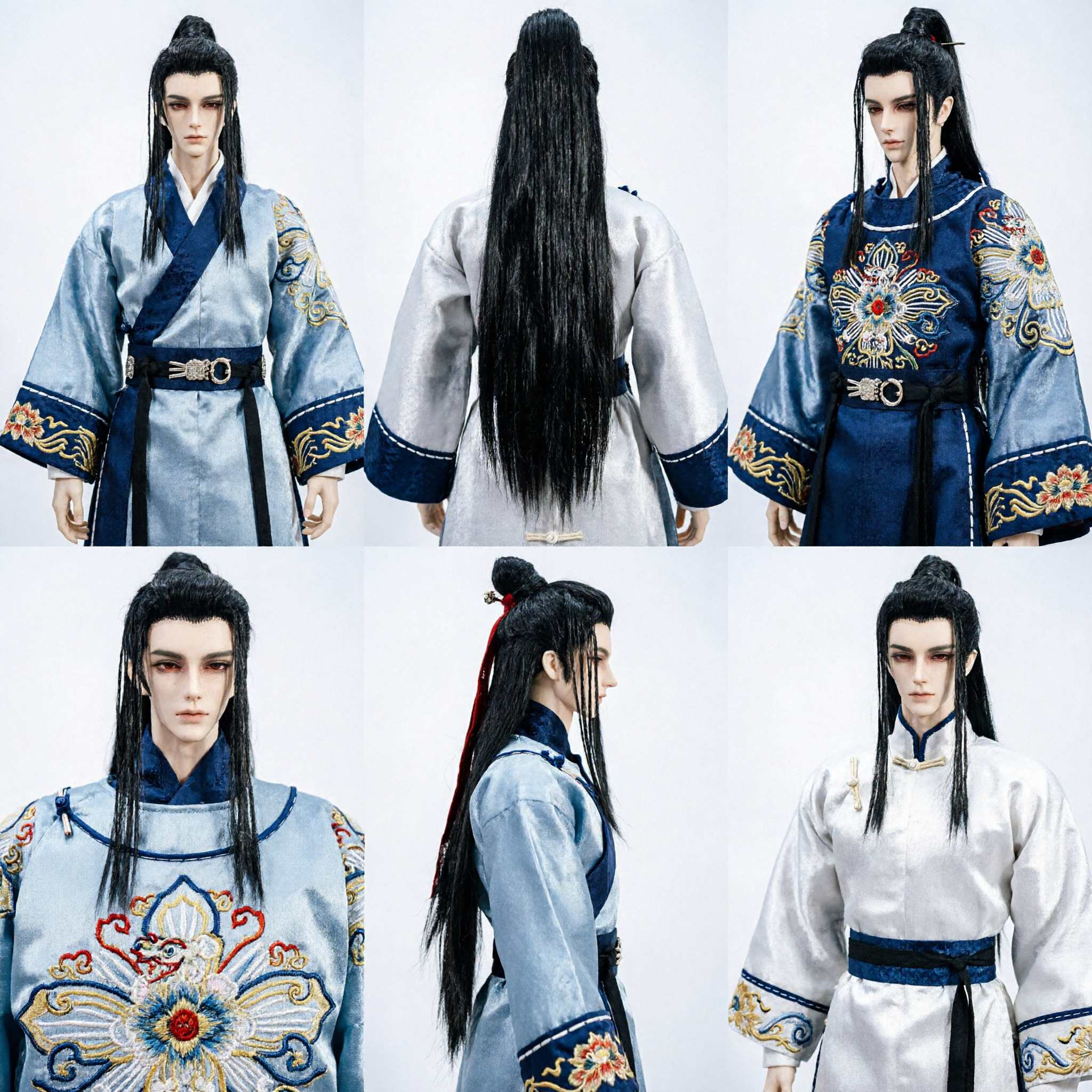 Traditioneel Chinese Oude Zwarte Haar Pruik Hoge Paardenstaart voor Hanfu Cosplay Wuxia Zwaardvechter Mannen - Asian Costume