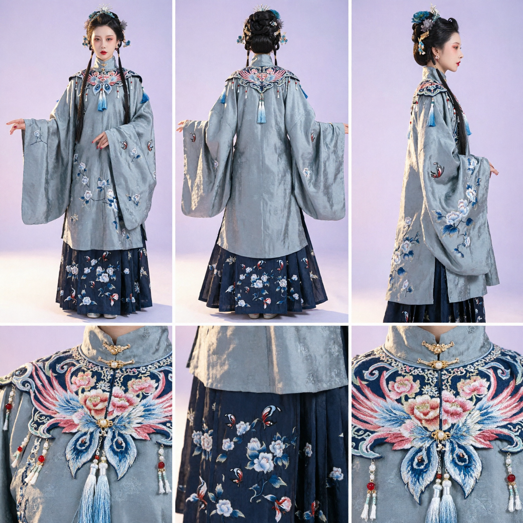 Elegant Chinese Traditional Ming Dynasty Hanfu Costume Ancient Noble Lady Embroidered Jacket and Skirt Set for Women - Asian Costume