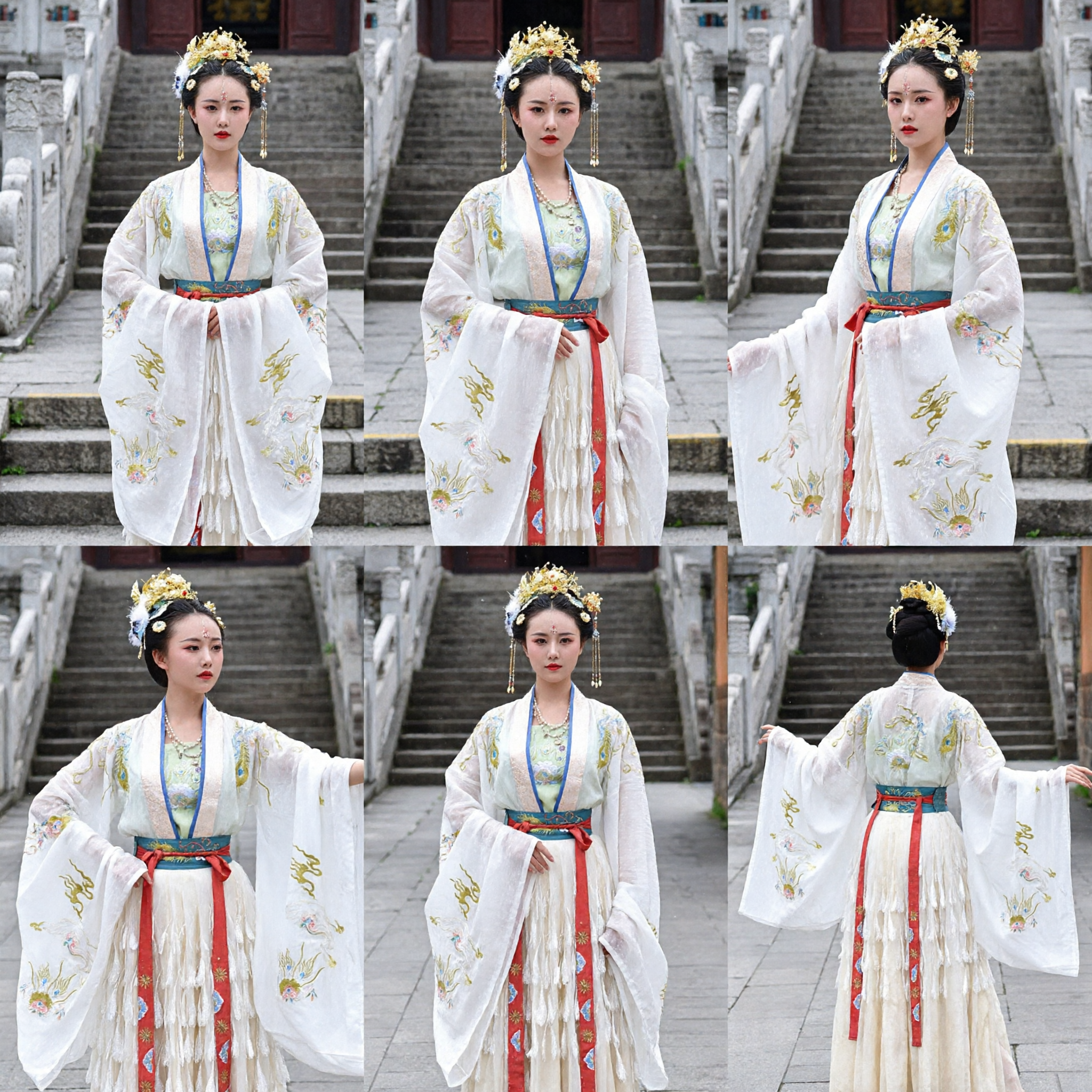 Costume Tradizionale Cinese Hanfu per Donne Vestito da Fata Antica Dinastia Tang Abito Ricamato per Esibizione di Danza del Pavone - Asian Costume