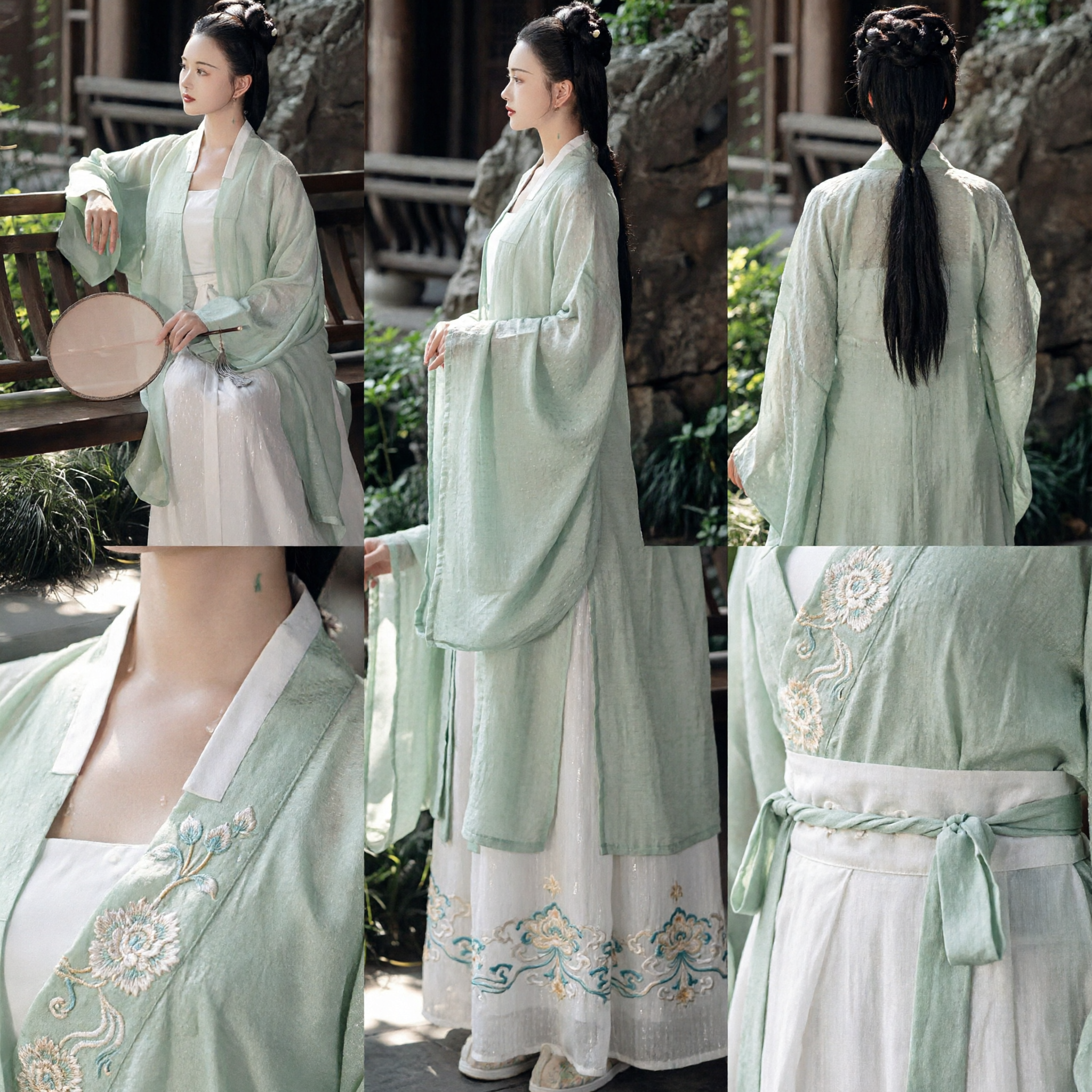 Traje Tradicional Chino Hanfu, Túnica Exterior Transparente Verde, Traje de Hada Antiguo para Mujeres, Fotografía y Cosplay - Asian Costume