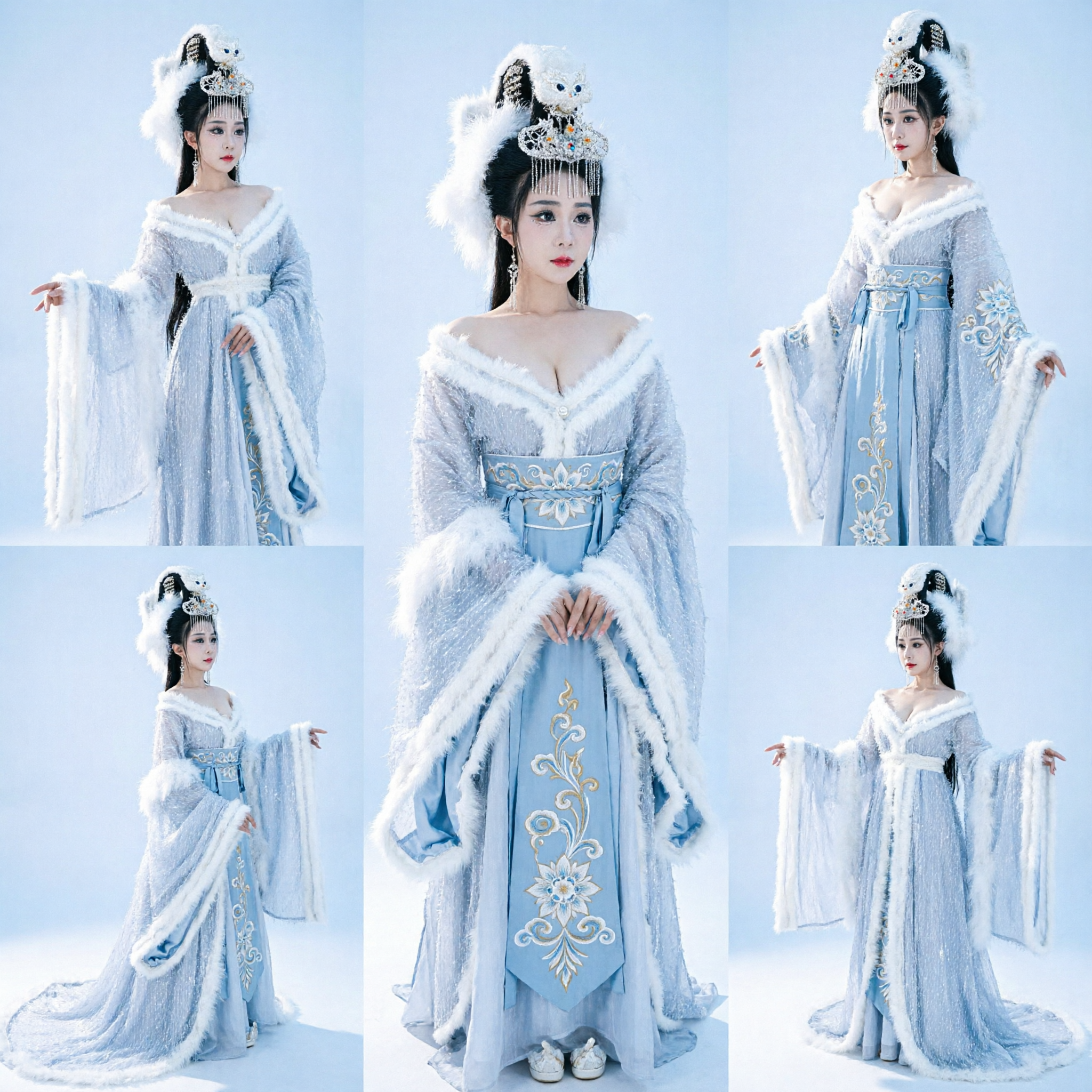 Witte Sneeuwvos Geest Chinees Hanfu Cosplay Kostuum met Bontafzetting Oud Feeënjurk voor Vrouwen - Asian Costume