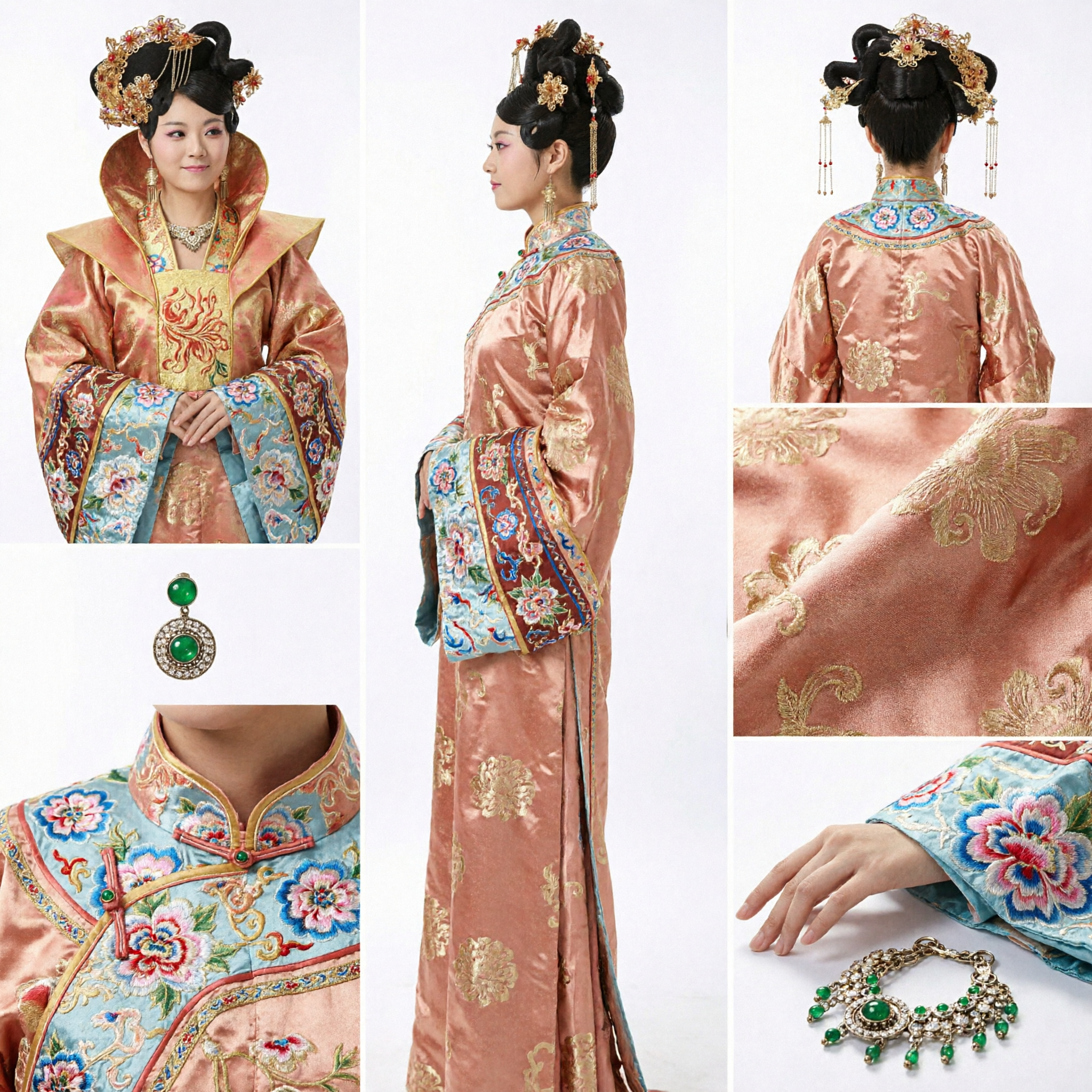 Древний китайский традиционный головной убор императрицы, золотой набор аксессуаров для волос для ханьфу, свадьбы и выступлений - Asian Costume