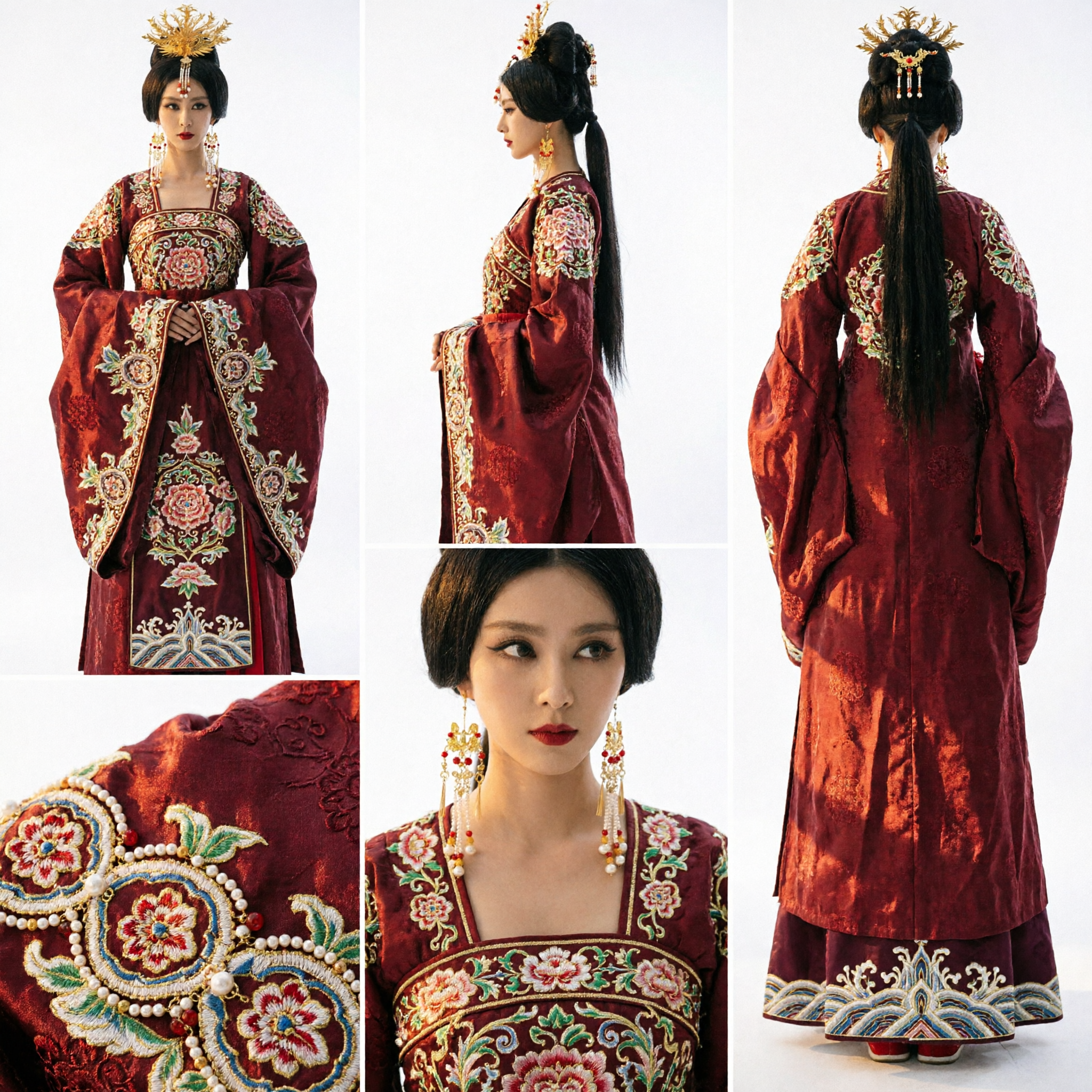 Corona de Fénix Dorada China Antigua con Borlas de Perlas, Tocado Tradicional Hanfu para Boda de Mujeres - Asian Costume