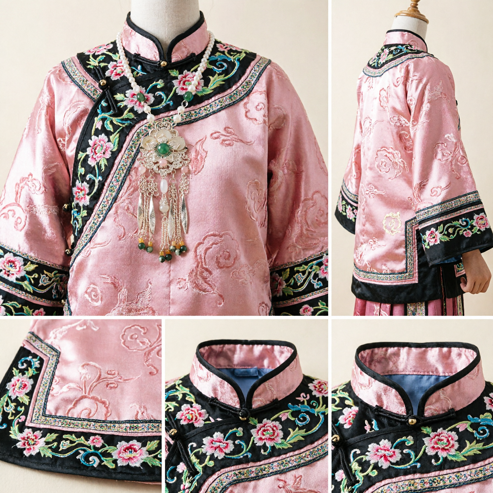 Traditionelles chinesisches Blumen-Haarkamm-Set, Vintage-Quasten-Haarnadel, Hanfu-Accessoires, Hochzeits-Kopfschmuck für Damen - Asian Costume