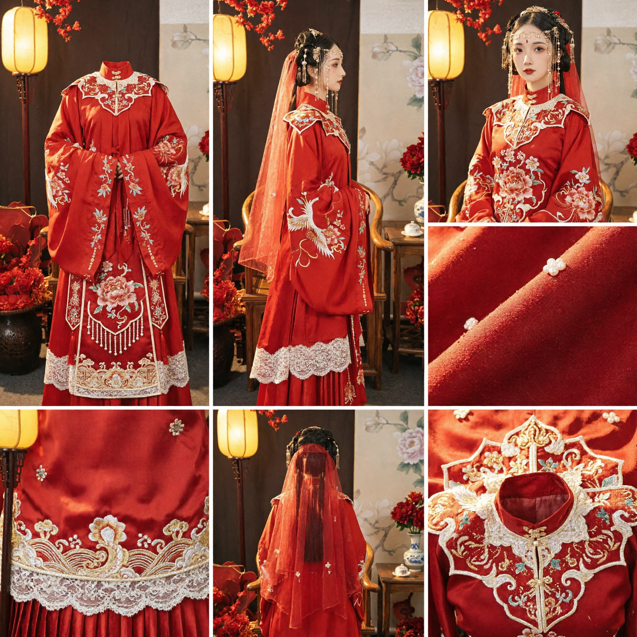 Traditional Chinese Wedding Dress Red Hanfu Bride Costume Ancient Style Embroidery Gown for Women - Asian Costume