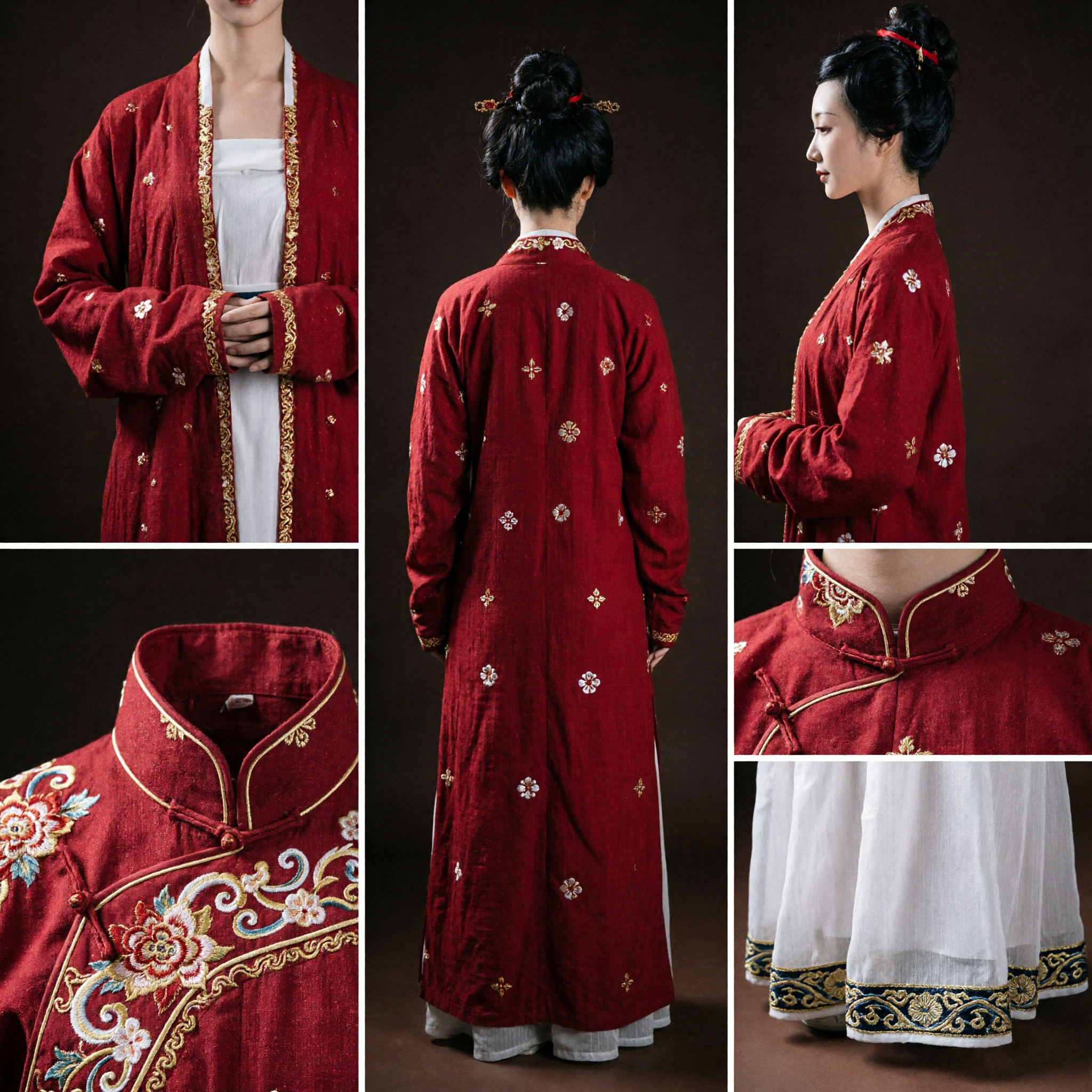 Ensemble Hanfu traditionnel chinois dynastie Tang robe rouge - Costume historique ancien pour femmes, événements culturels - Asian Costume