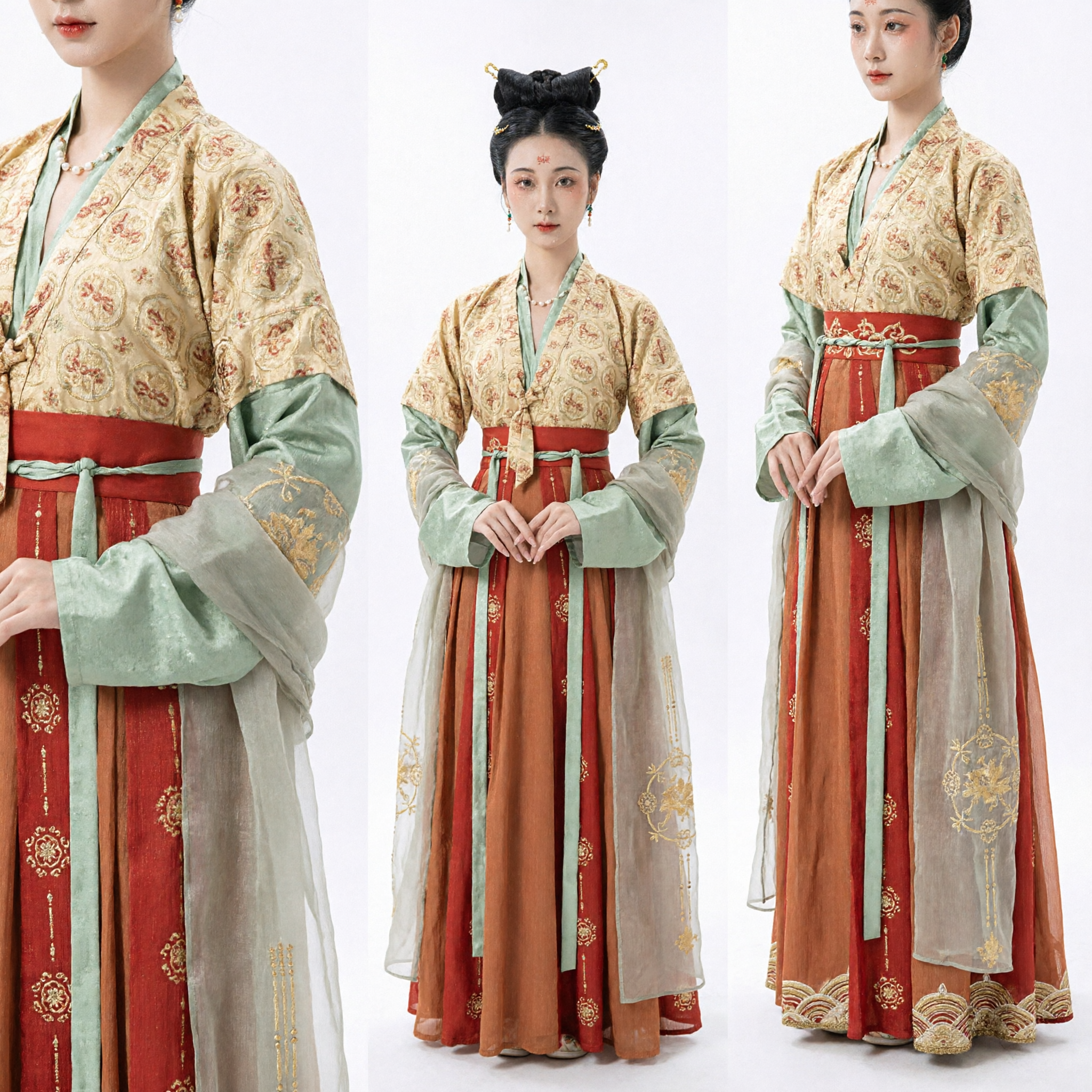 Costume Hanfu traditionnel chinois pour femmes - Ancien ensemble de dame du palais, robe jupe rouge phénix brodée - Asian Costume