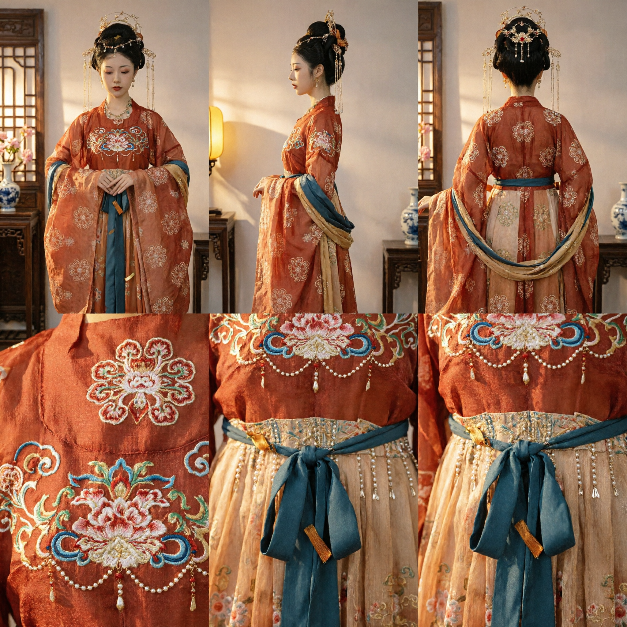 중국 전통 당나라 한푸 드레스 고대 공주 의상 여성 무대 공연 사진 촬영용 - Asian Costume