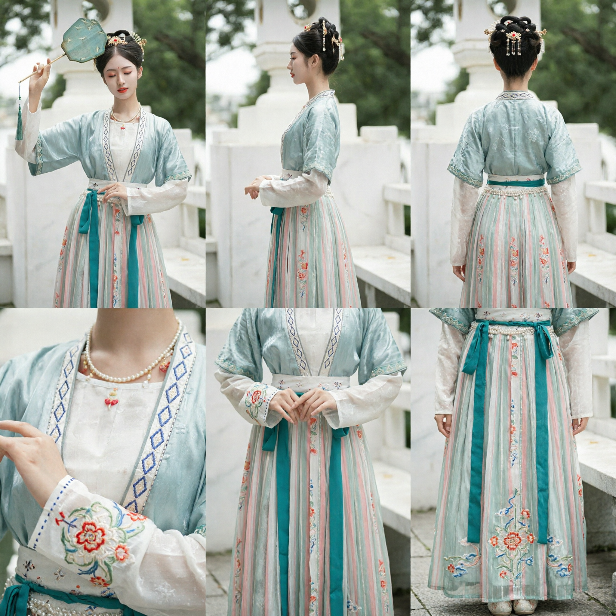 Traje Tradicional Chinês Hanfu Elegante Estilo Dinastia Song Ruqun Azul Traje Antigo para Mulheres para Fotografia - Asian Costume