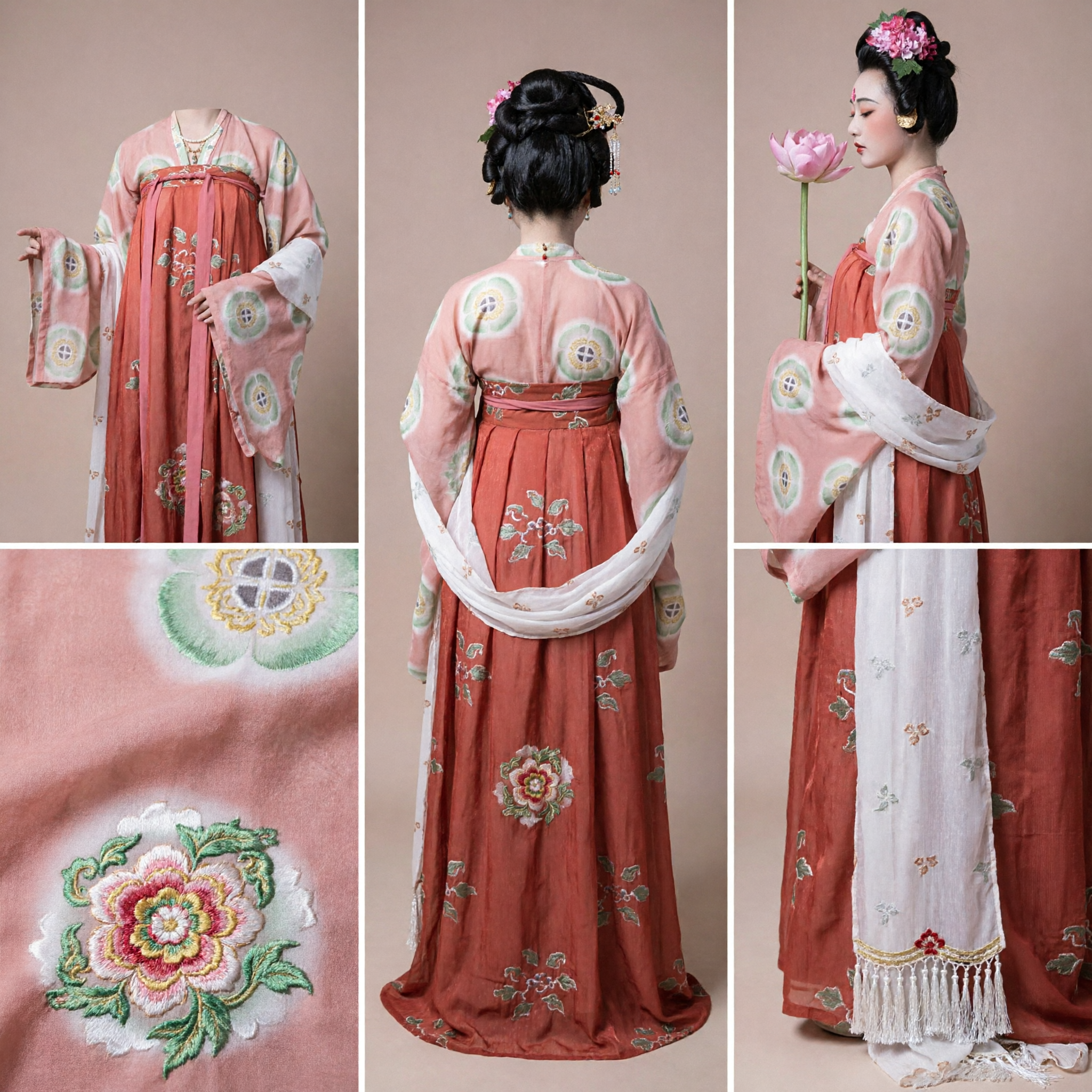 Costume Tradizionale Cinese Hanfu della Dinastia Tang, Abito Antico da Principessa Qixiong Ruqun Rosa per Donne, Fotografia - Asian Costume