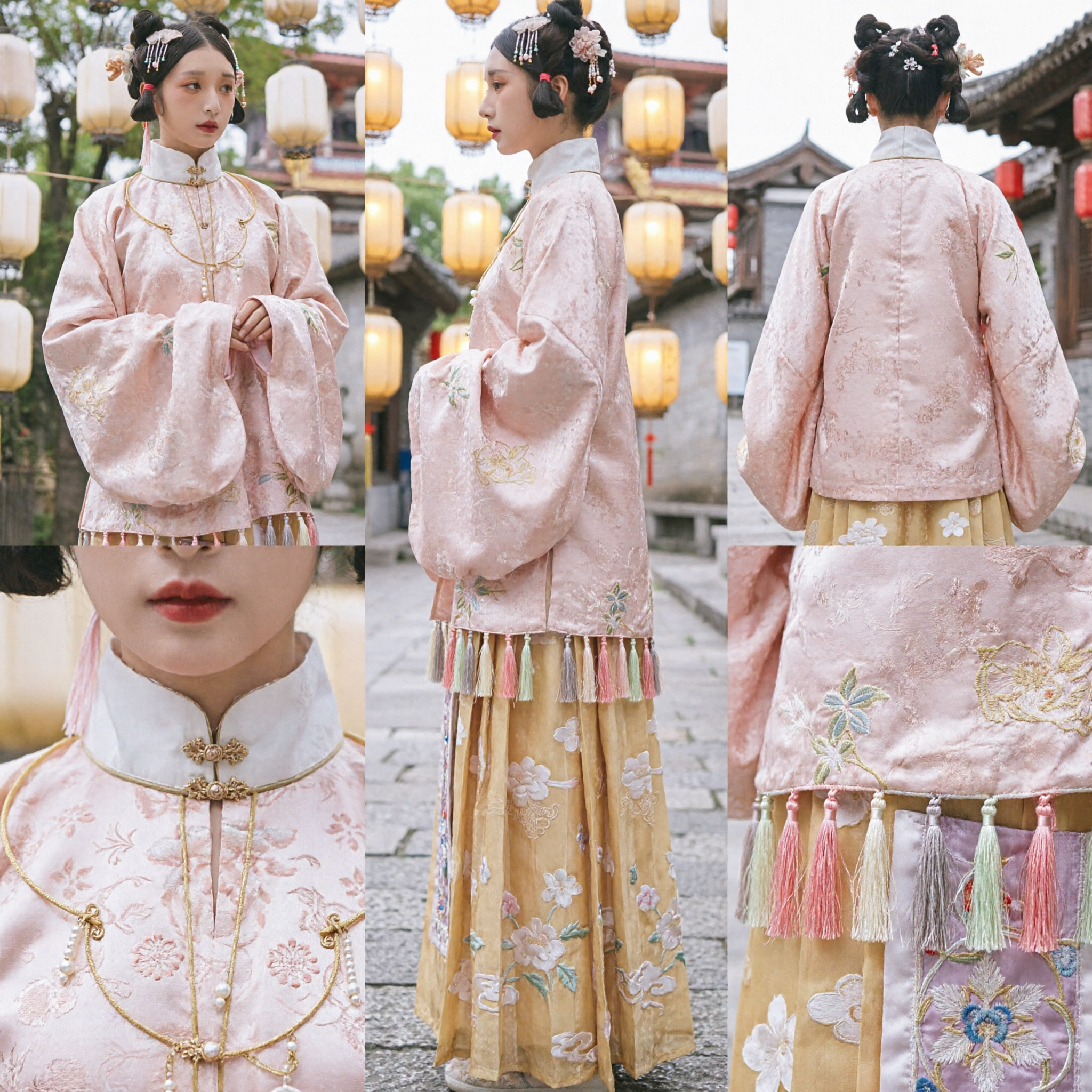 Veste Hanfu chinoise traditionnelle rose de la dynastie Ming brodée avec glands, costume ancien pour femmes - Asian Costume