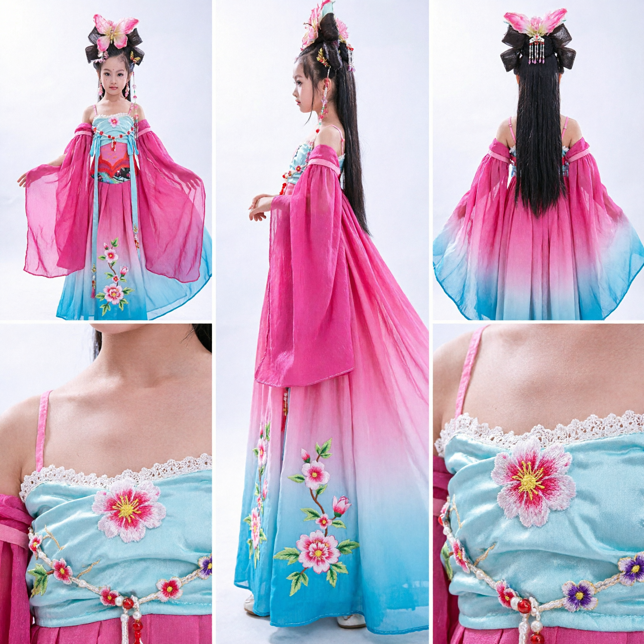 Kinderen Chinees oud prinsessenkostuum, meisjes traditionele Hanfu dansjurk voor optredens en festivals - Asian Costume