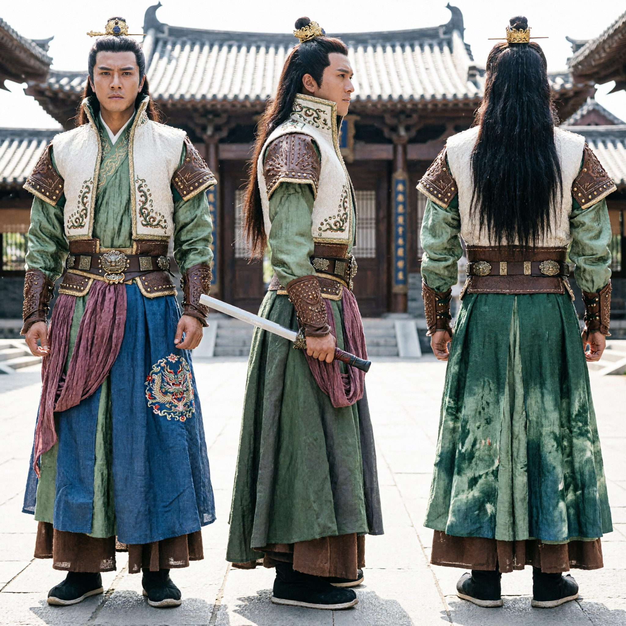 Costume de sabreur Wuxia chinois ancien pour hommes - Tenue de guerrier Hanfu traditionnel pour cosplay et spectacle sur scène - Asian Costume