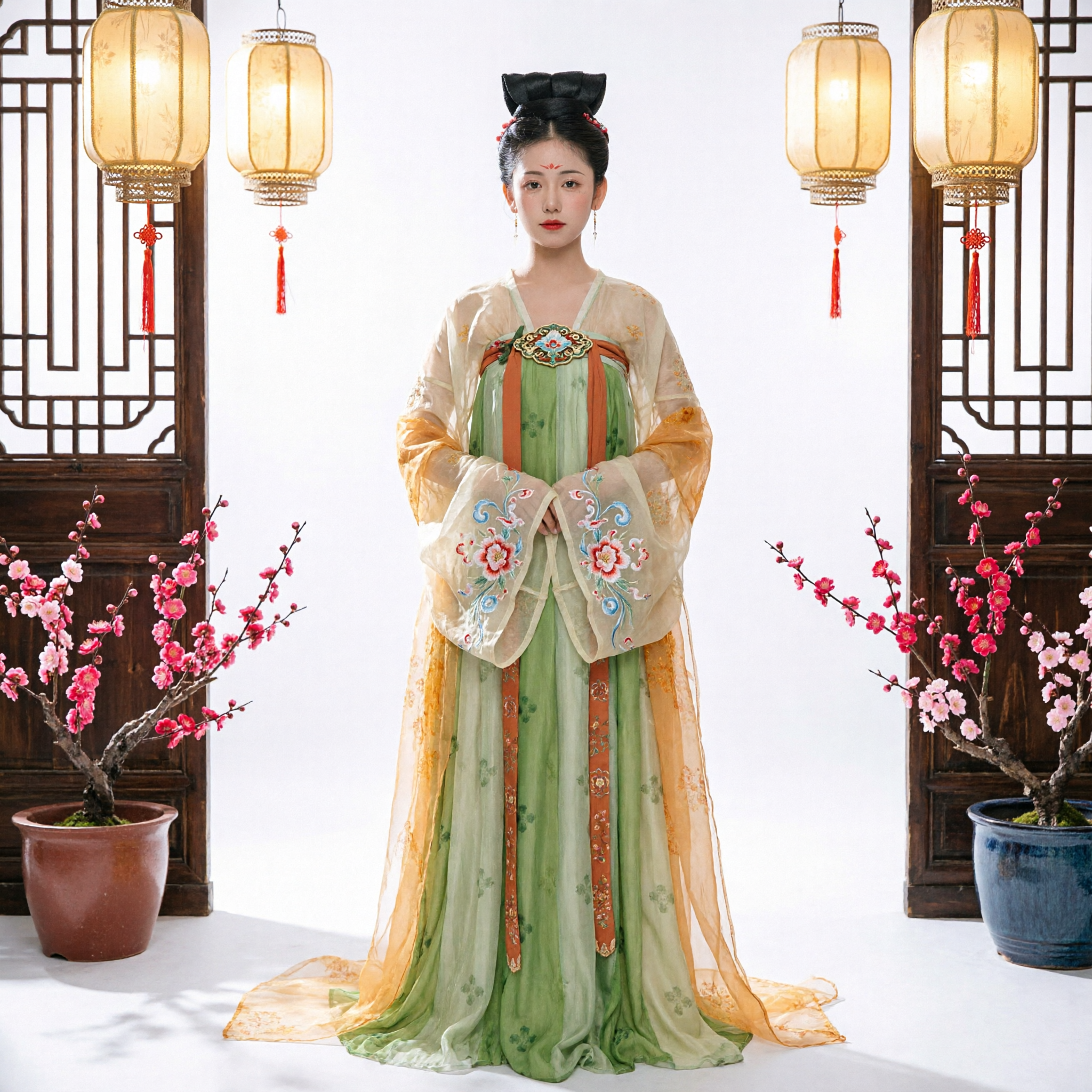 Traditionelles Chinesisches Tang-Dynastie Hanfu-Kostüm Grün Qixiong Ruqun Antikes Kleid für Damen Cosplay Aufführung - Asian Costume