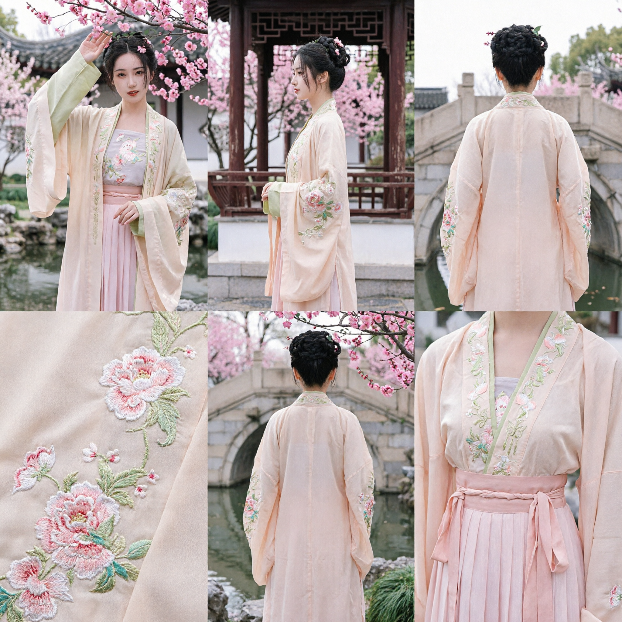 Vestido Hanfu Chinês Tradicional para Mulheres Conjunto de Robe e Saia com Bordado Floral no Estilo Antigo para Fotografia e Cosplay - Asian Costume