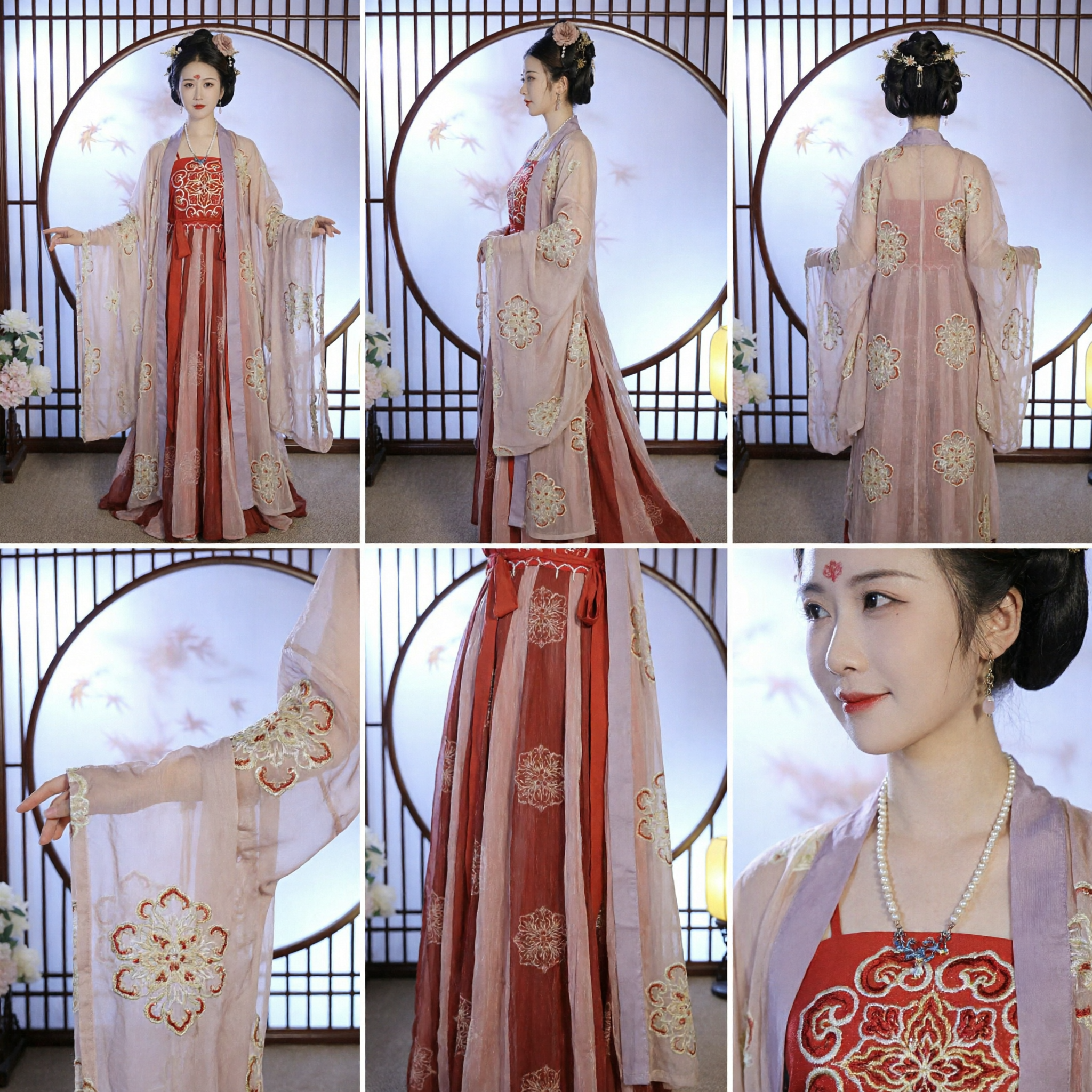 Hanfu tradizionale cinese della dinastia Tang, abito rosso Ruqun con veste trasparente, costume antico per donne - Asian Costume