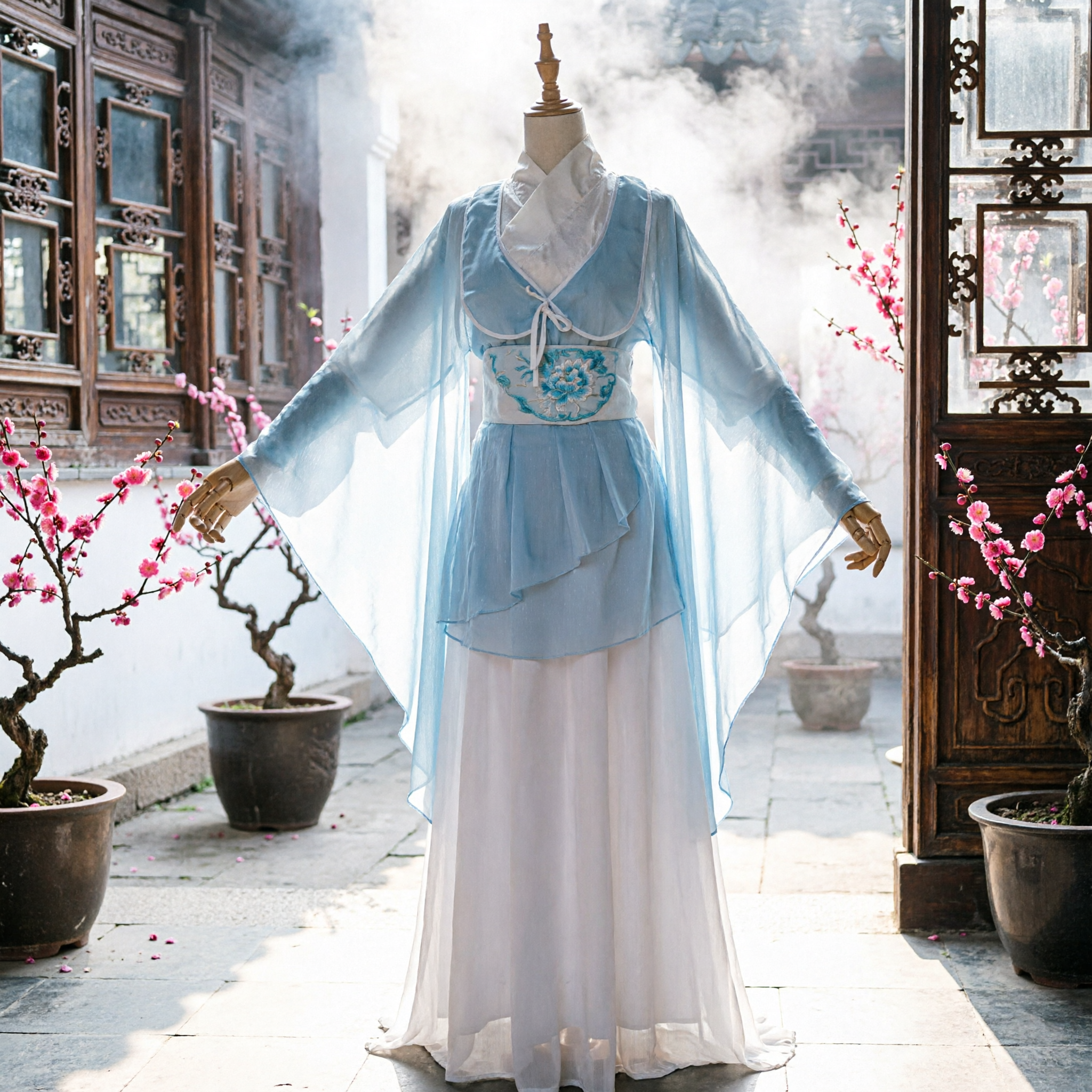 Robe de fée bleue Hanfu traditionnelle chinoise - Costume de princesse ancienne pour cosplay et photographie féminins - Asian Costume
