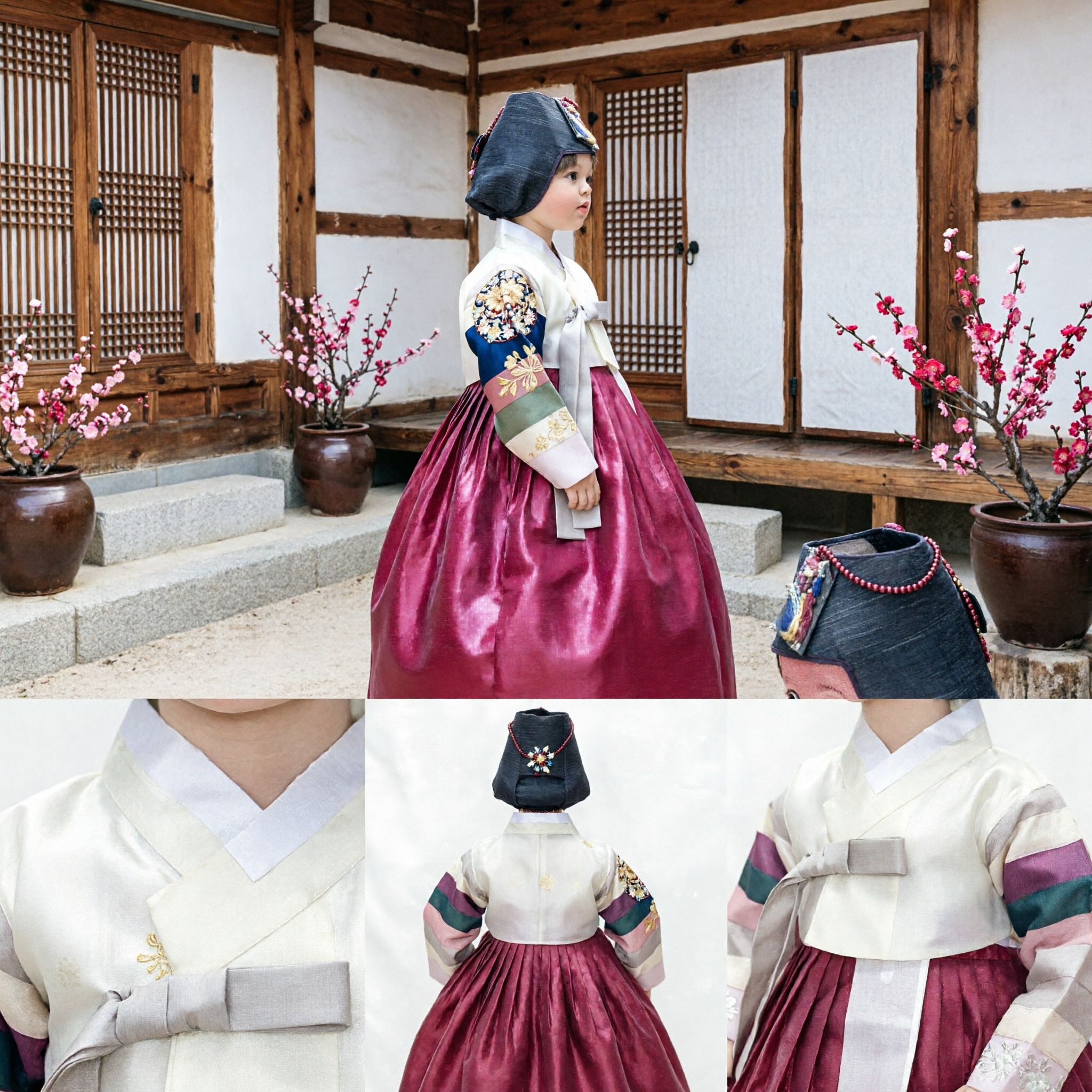 本格的な伝統的韓国韓服人形 カラフルな色ドン袖と赤スカート 文化ギフト - Asian Costume