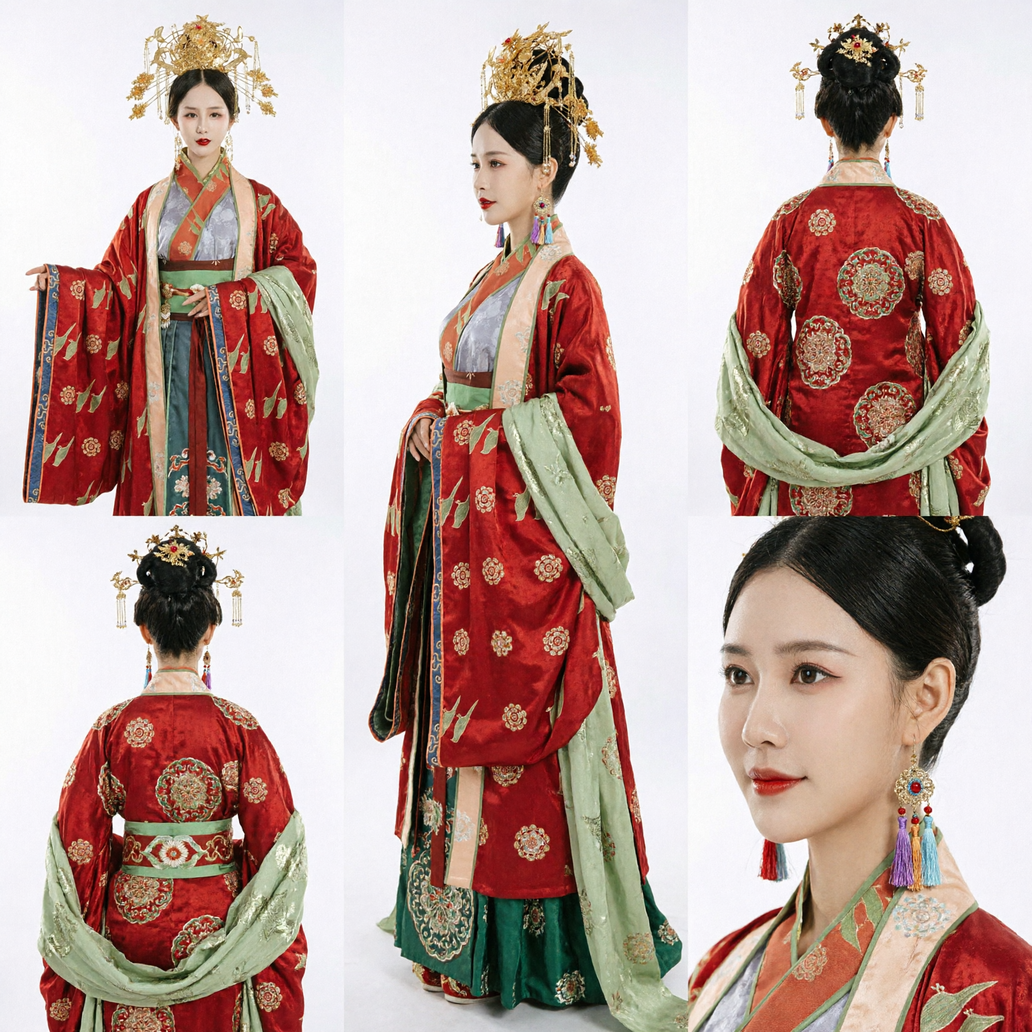 Vestido de Palácio Tradicional Chinês Hanfu Vermelho, Fantasia de Imperatriz Antiga para Casamento e Cosplay - Asian Costume